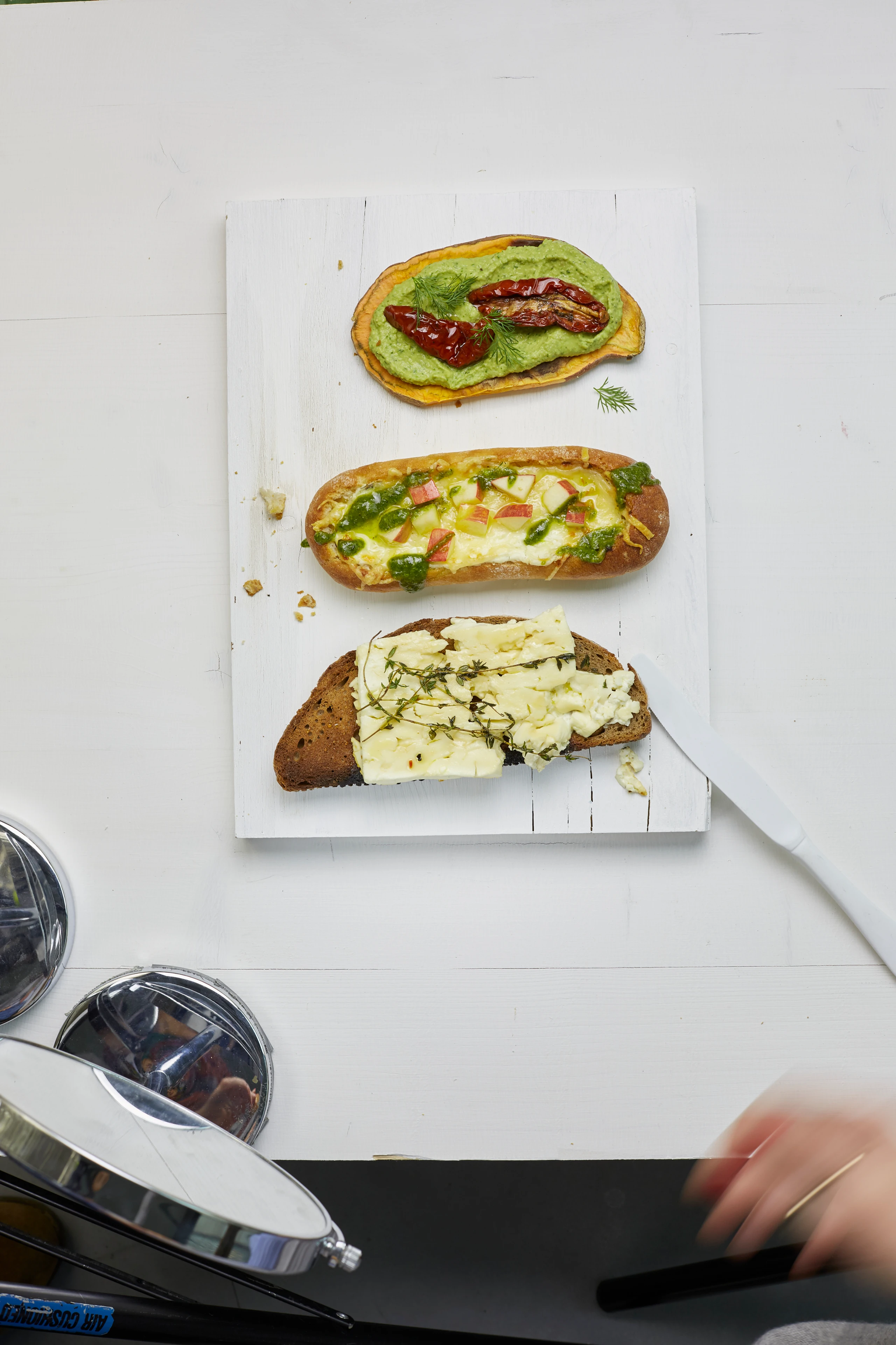 Mini-Käse-Fondue im Baguette