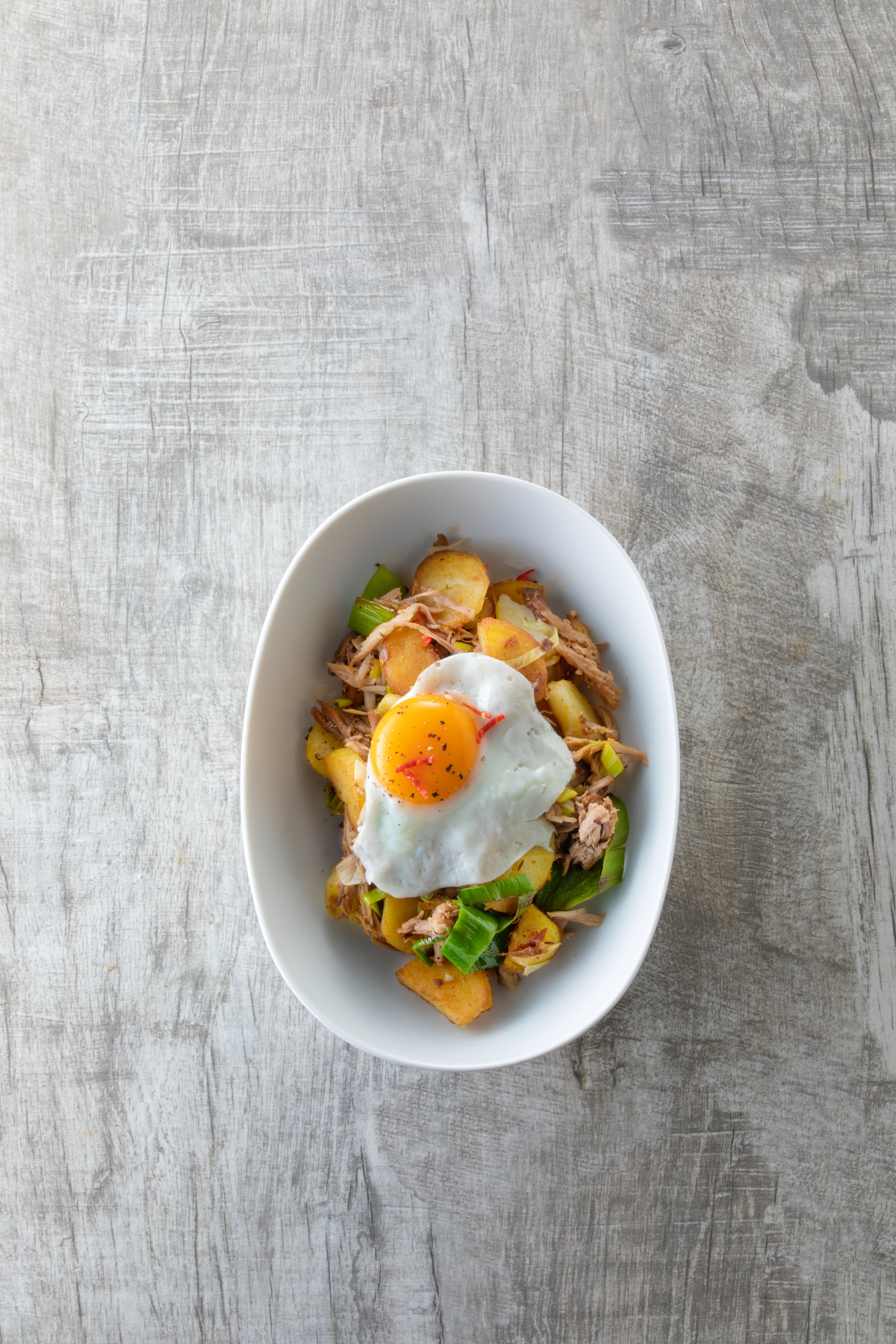 Pulled-Pork-Gröstl mit Spiegelei