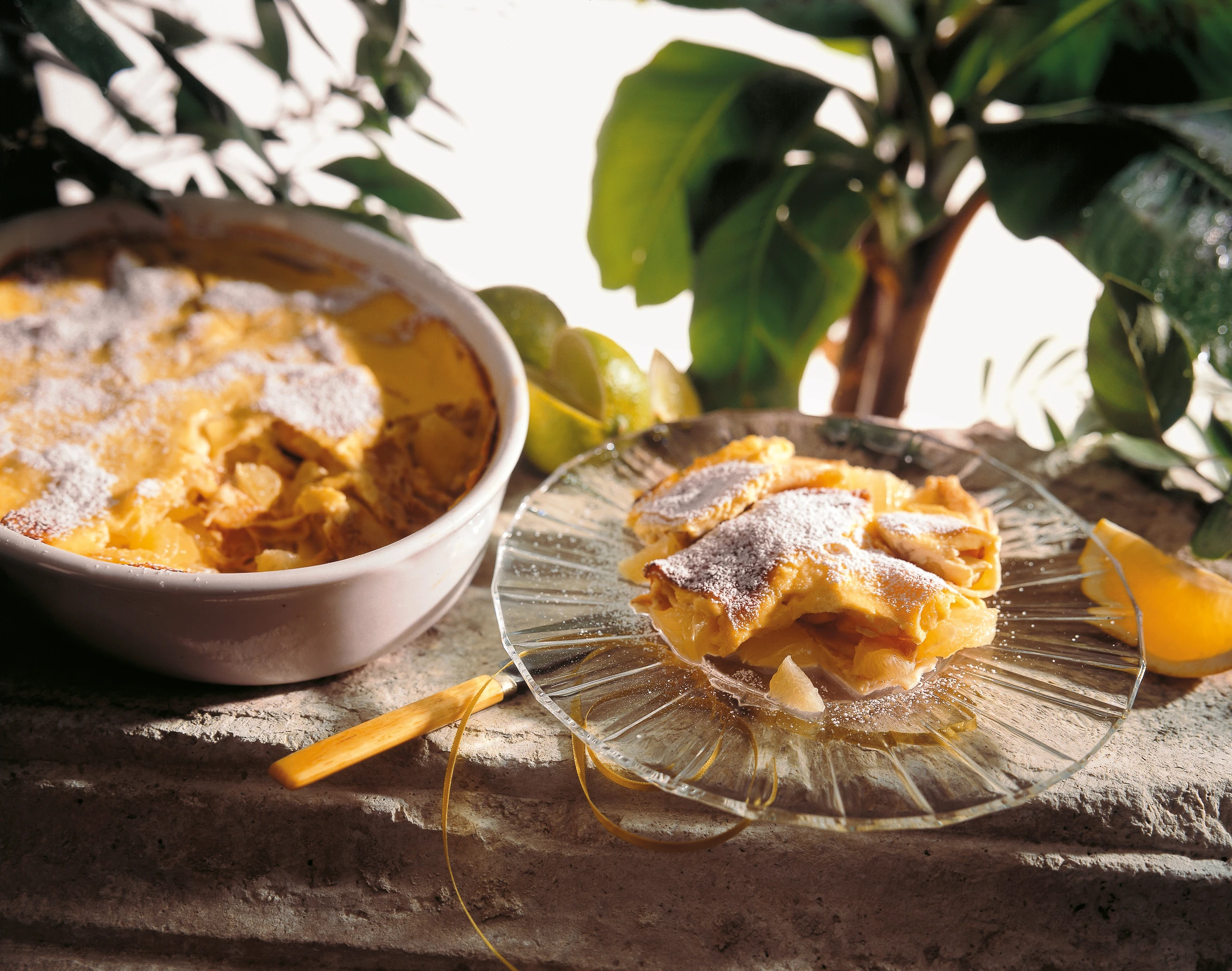 Palatschinken-Auflauf mit Grapefruits und Joghurt