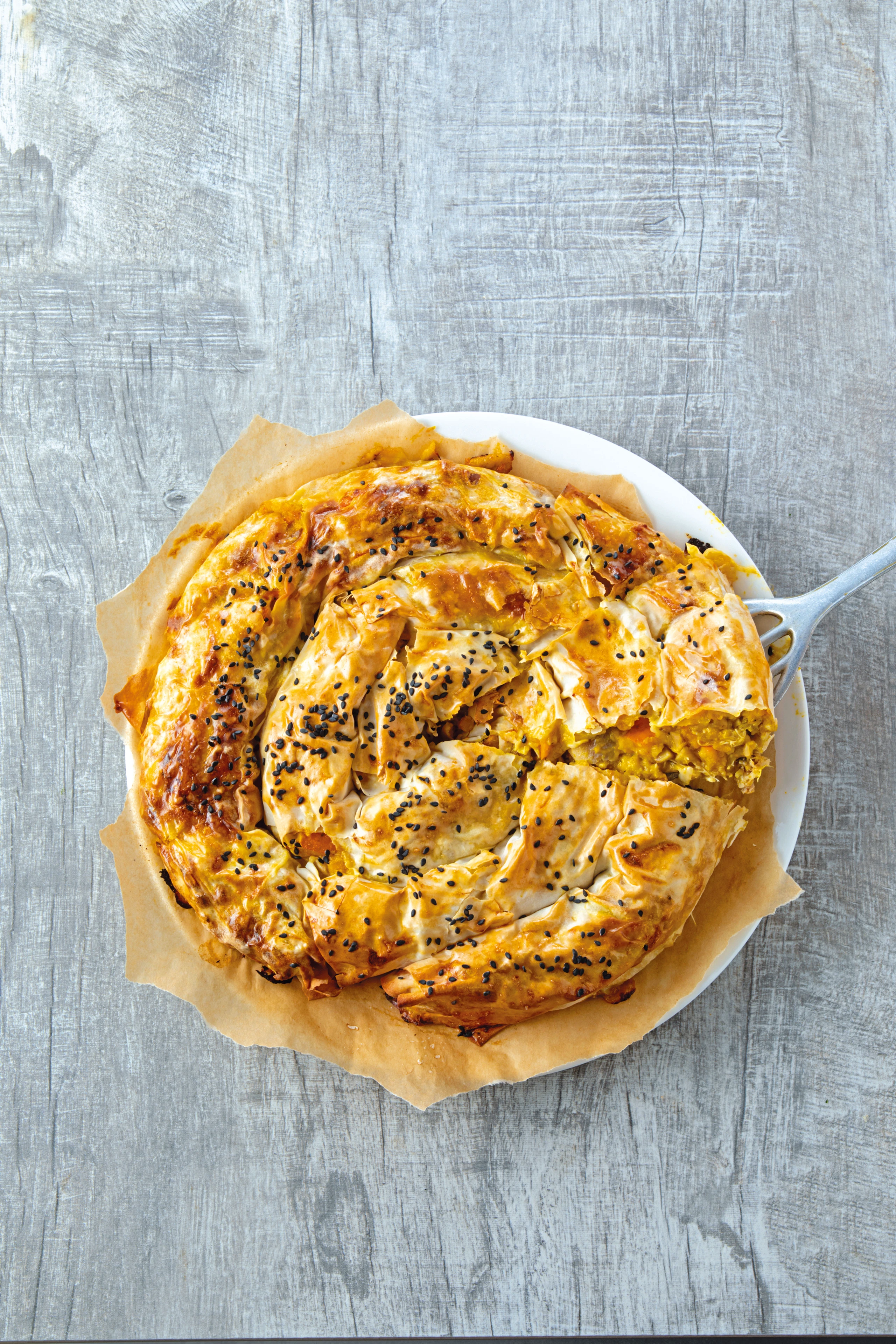 Hühnchen-Pastilla mit Kürbis und Maroni