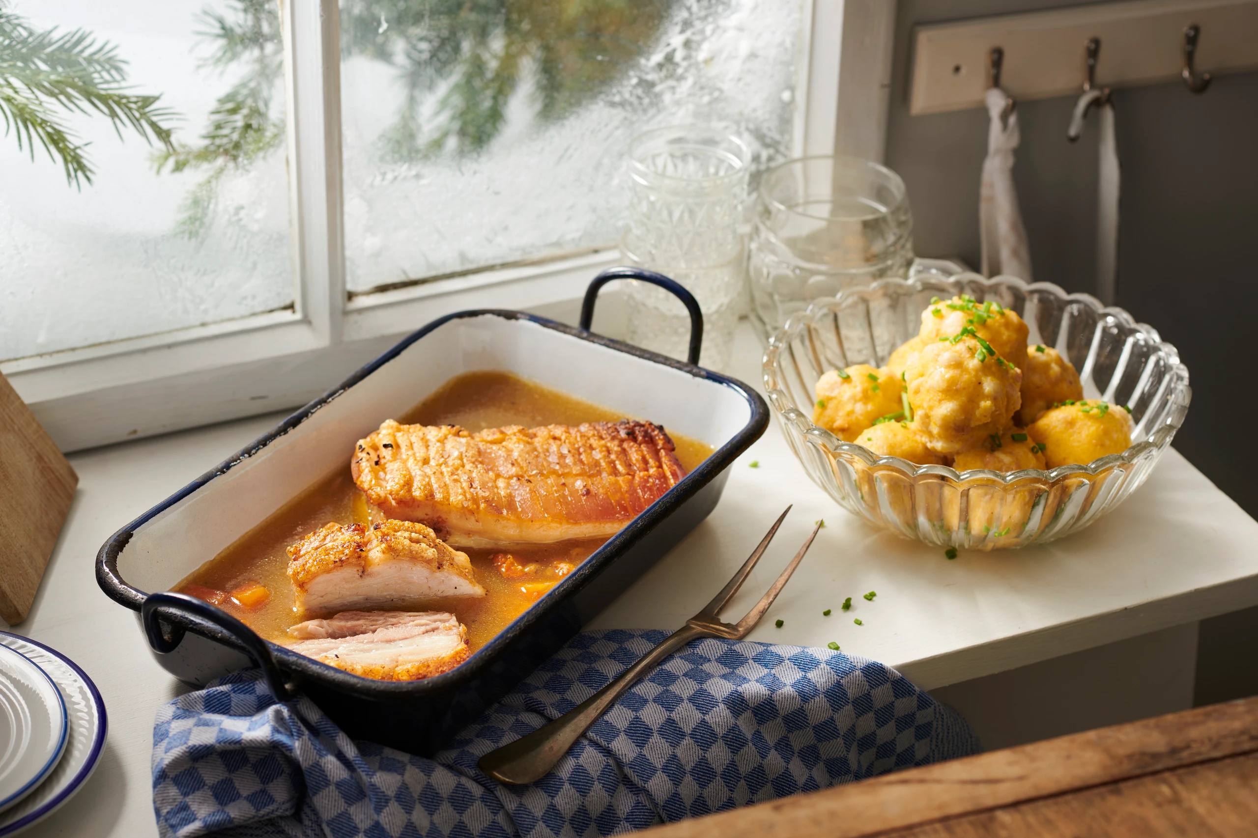 Schweinebauch mit Polentaknödeln