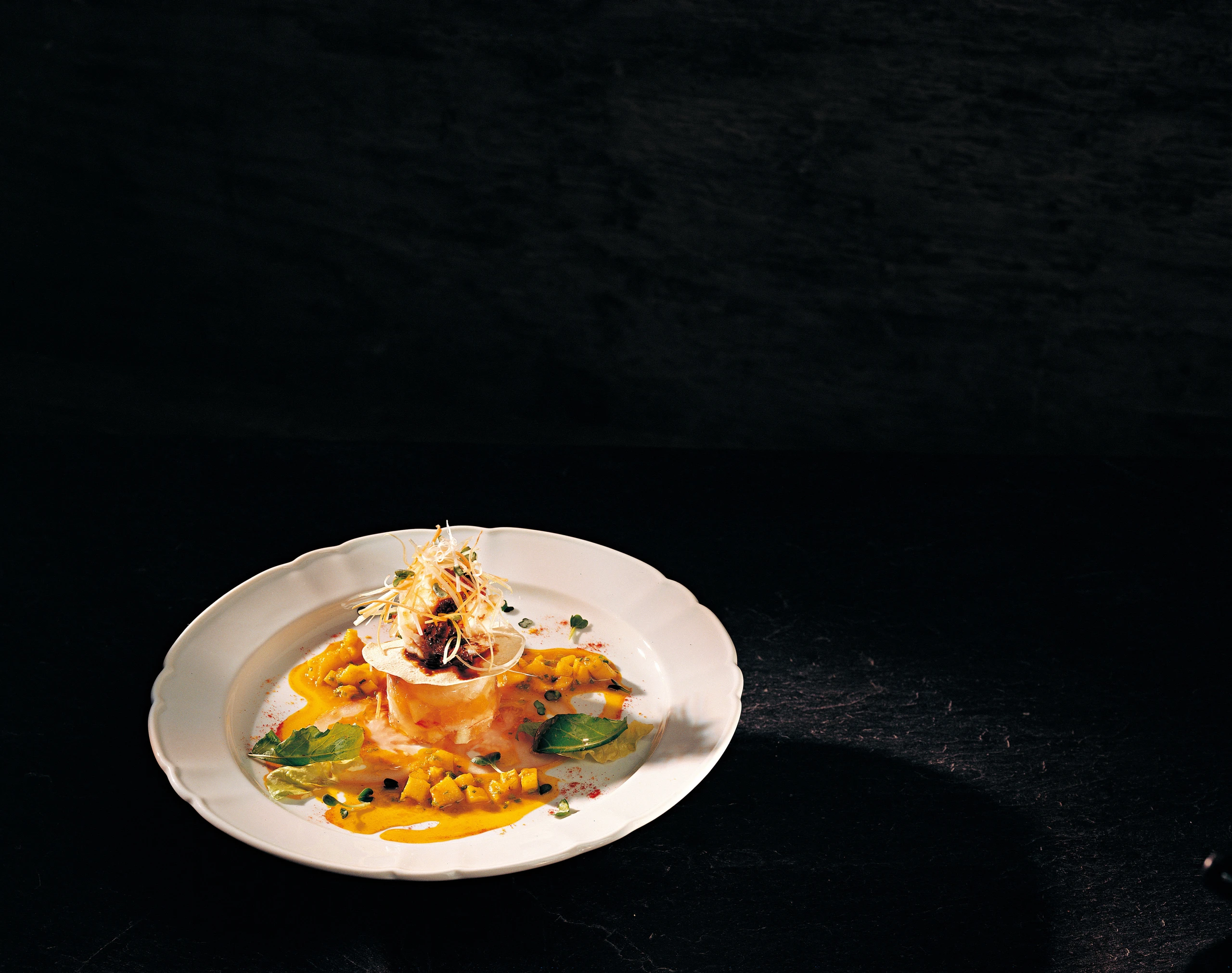 Garnelen im weißen Paradeisgelee