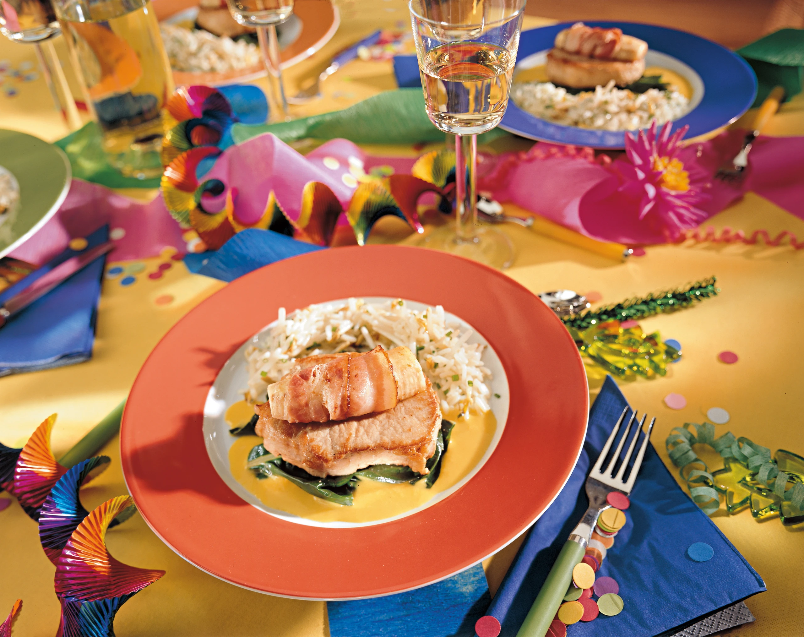 Schweinsrückensteak mit Speck-Banane