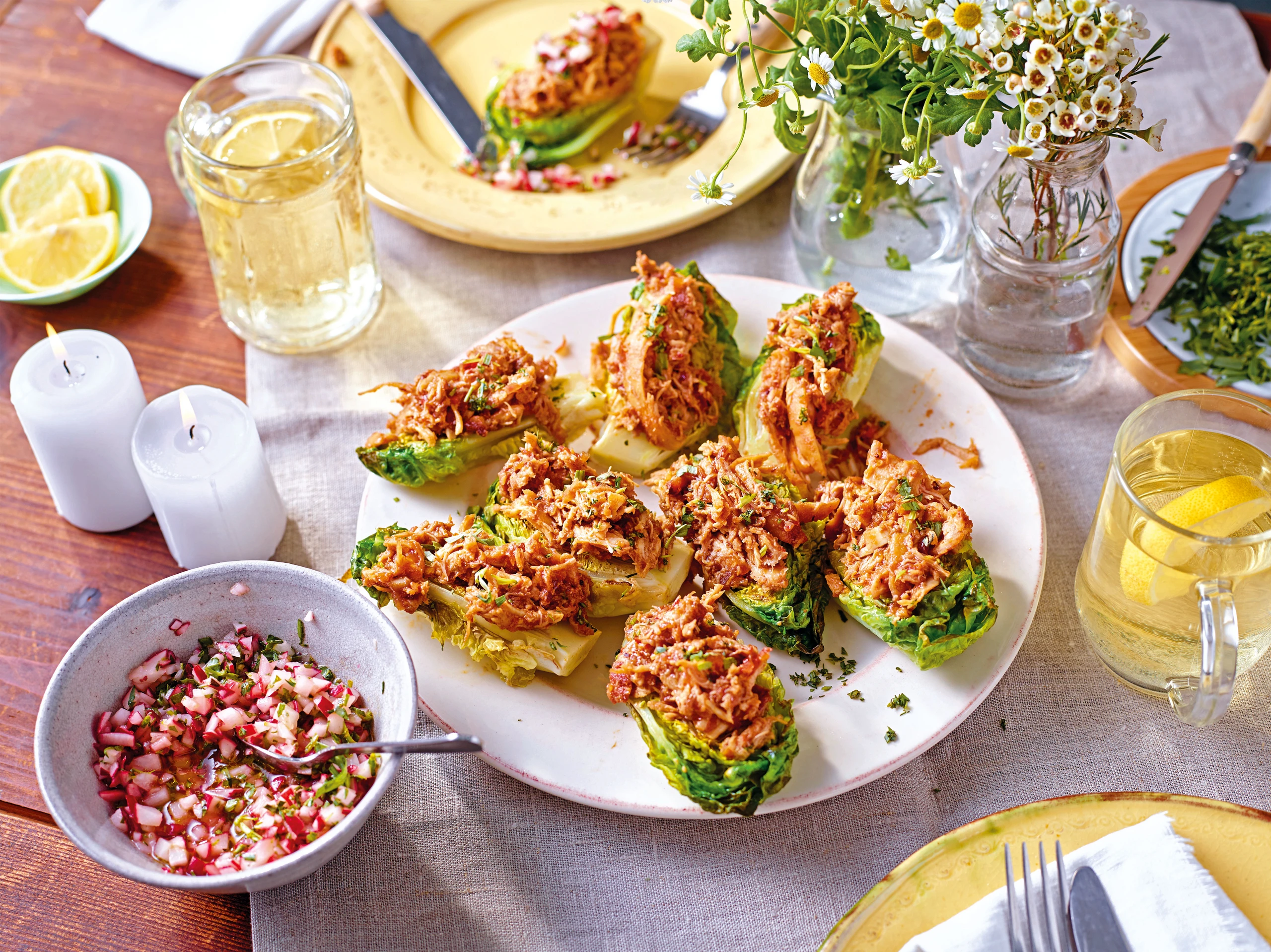 Pulled Chicken mit Radieschensalsa