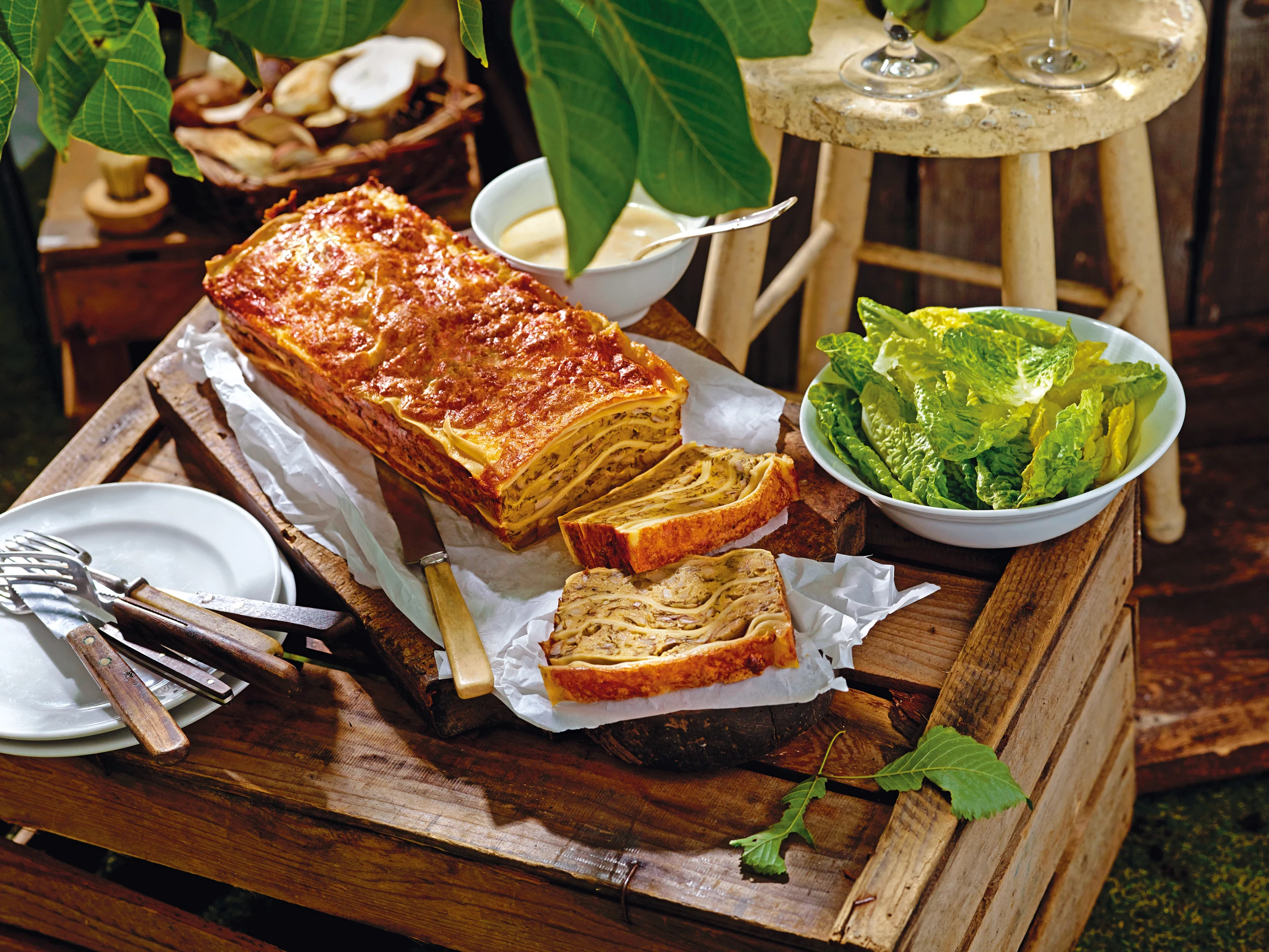 Steinpilz-Lasagne mit Käse-Apfelsauce