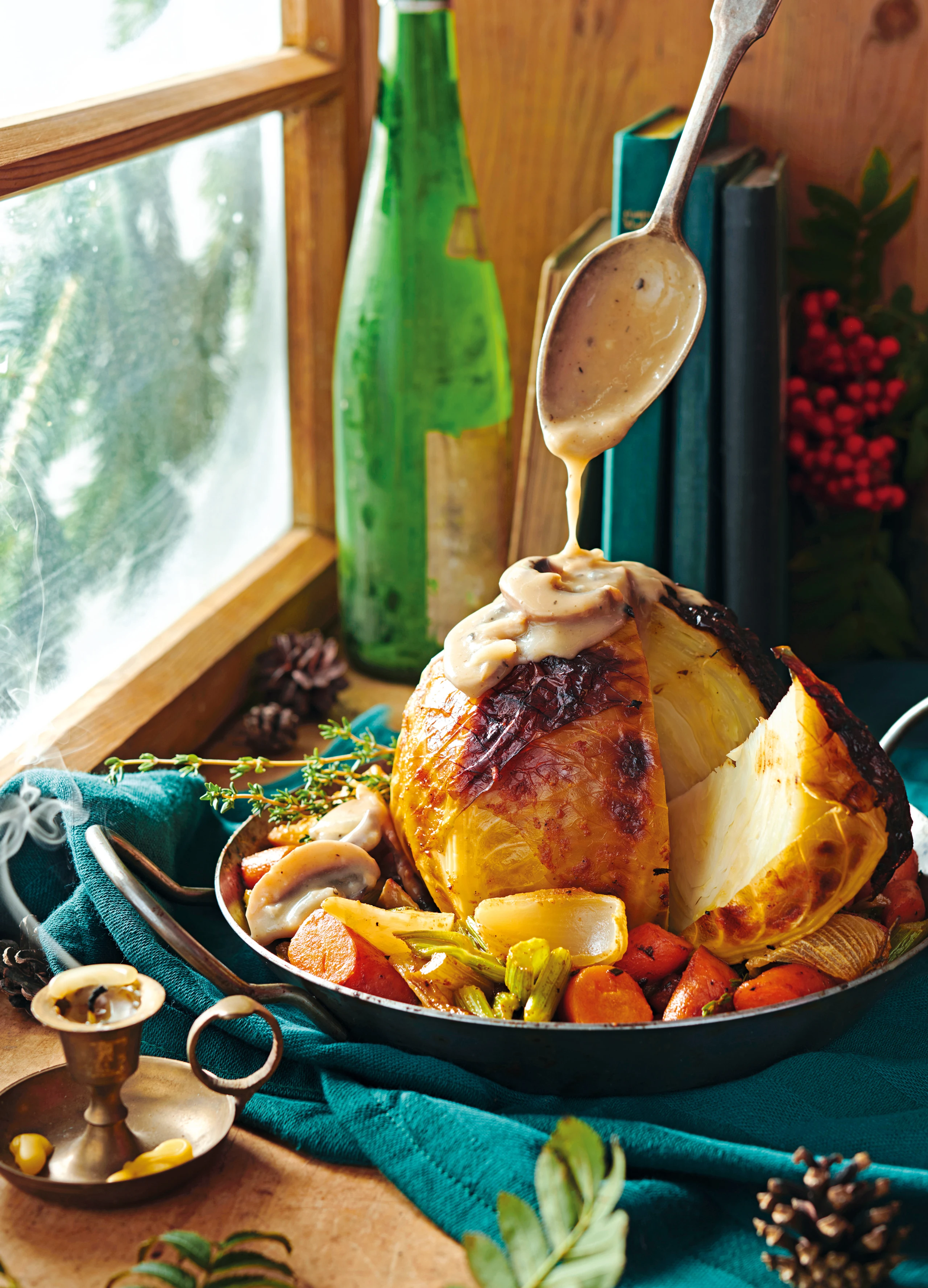 Gerösteter Krautkopf mit Schwammerlsauce