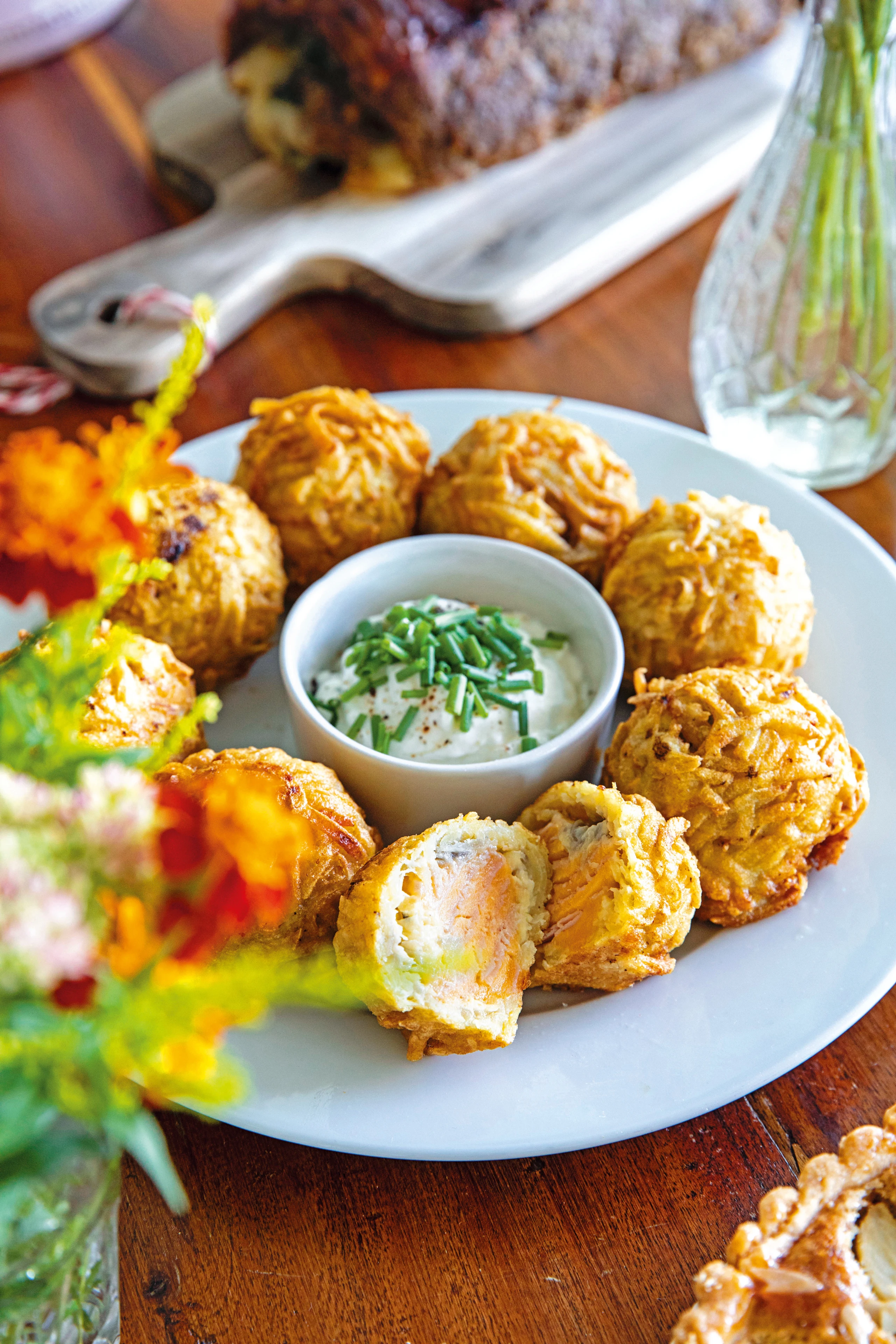 Knusprige Cheddar-Schinken-Knödel