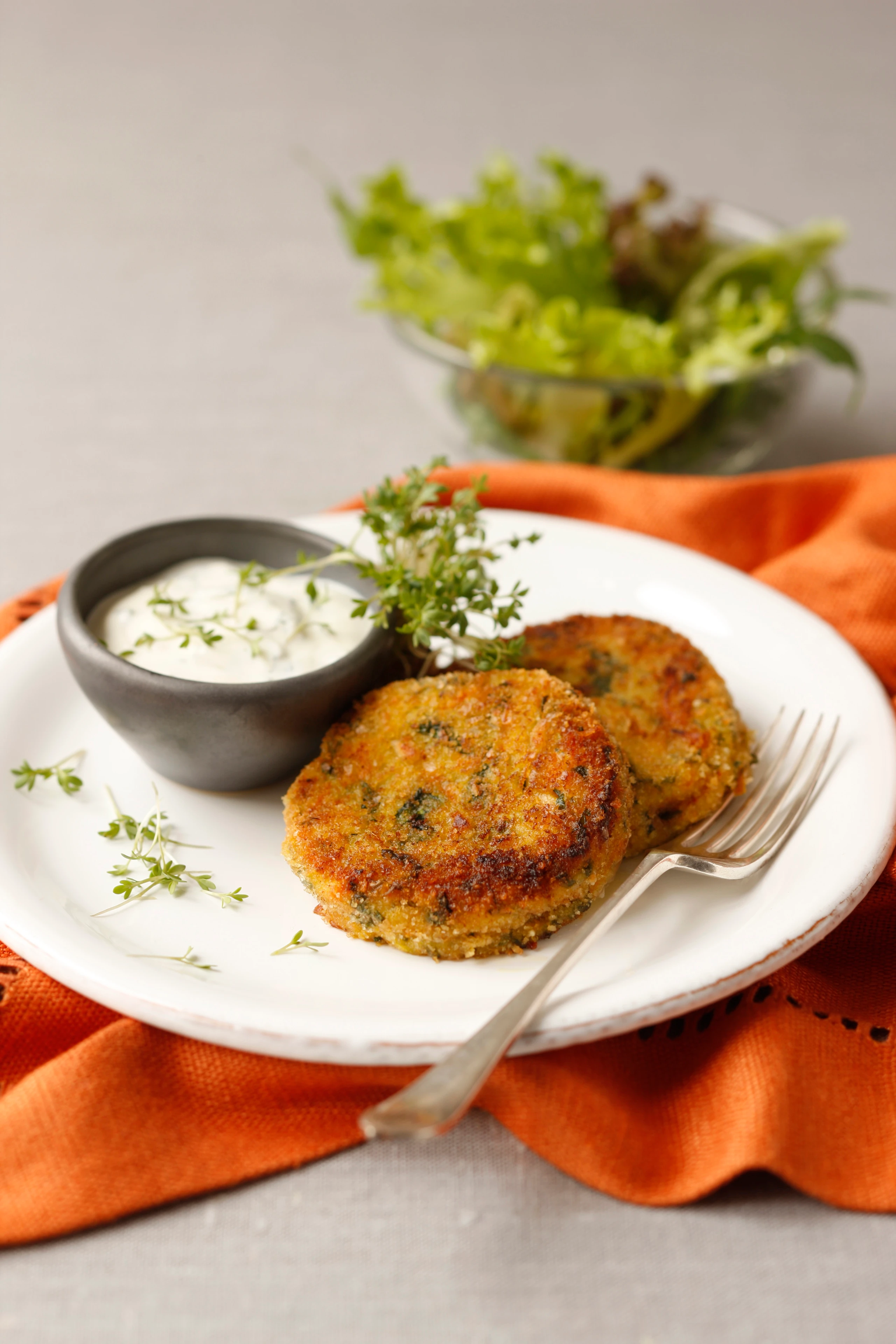 Gemüselaibchen mit französischem Weichkäse und Kresserahm