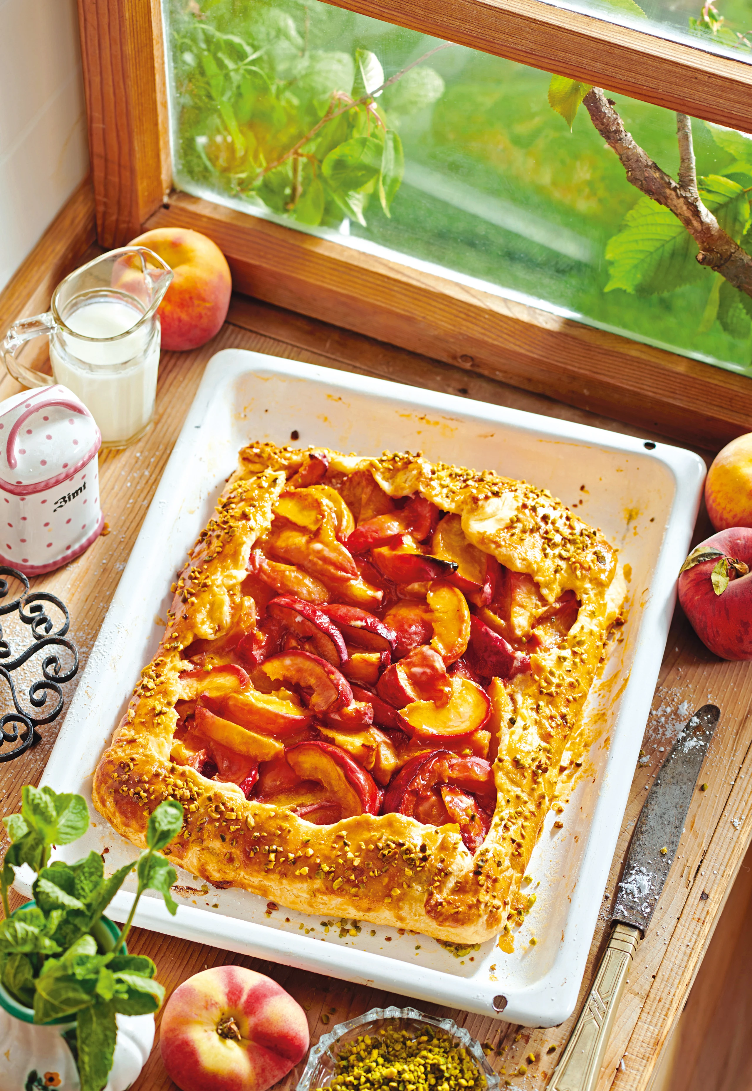 Mürbteigkuchen mit Pfirsichen