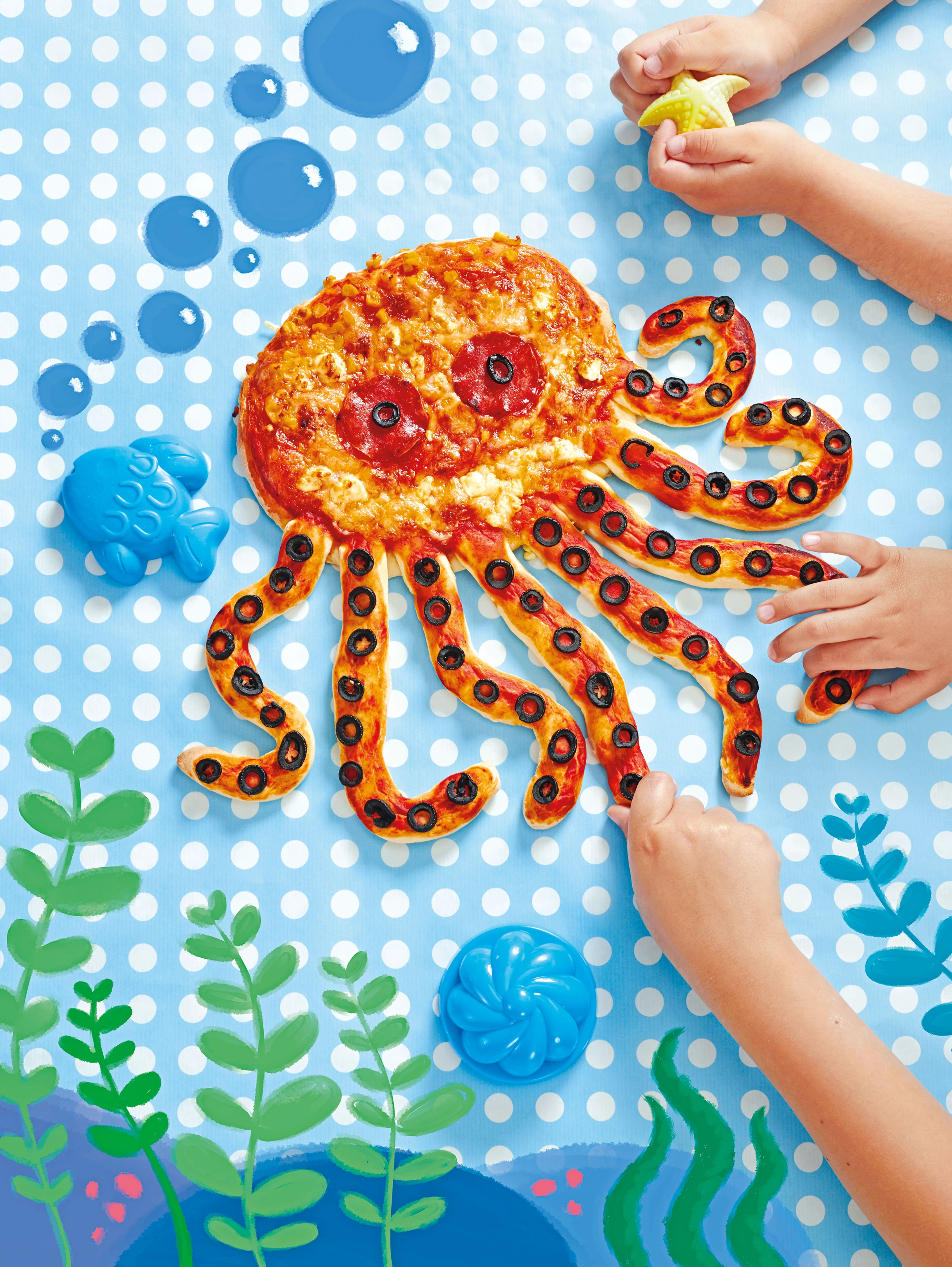 Lustige Oktopus-Pizza