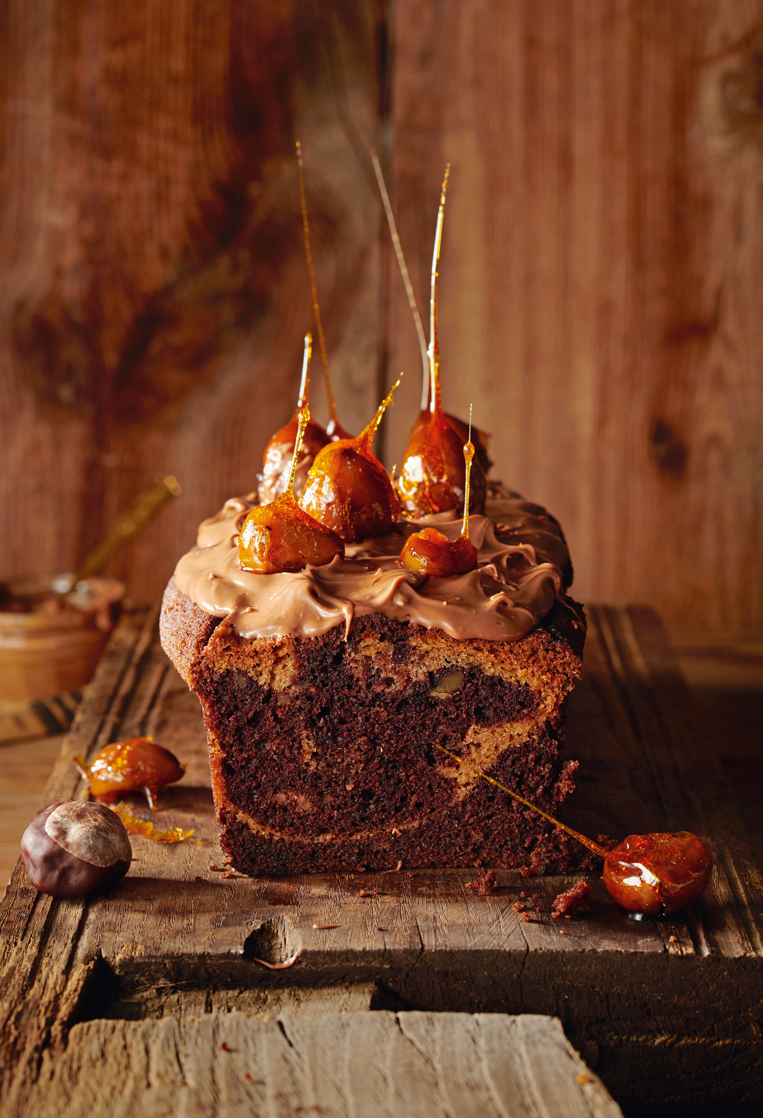 Maroni-Marmorkuchen mit Nussbutter-Ganache