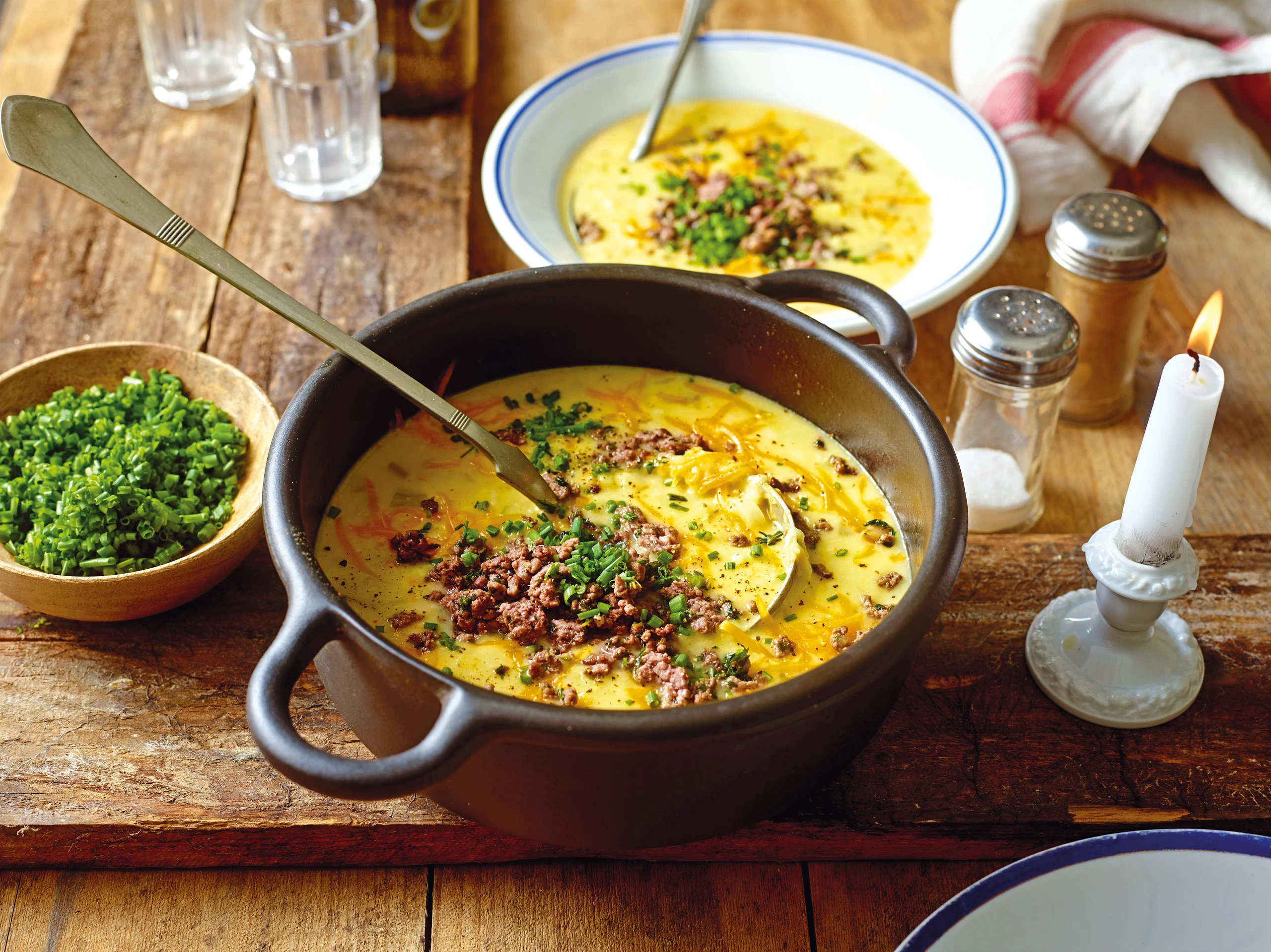 Käsesuppe mit Faschiertem
