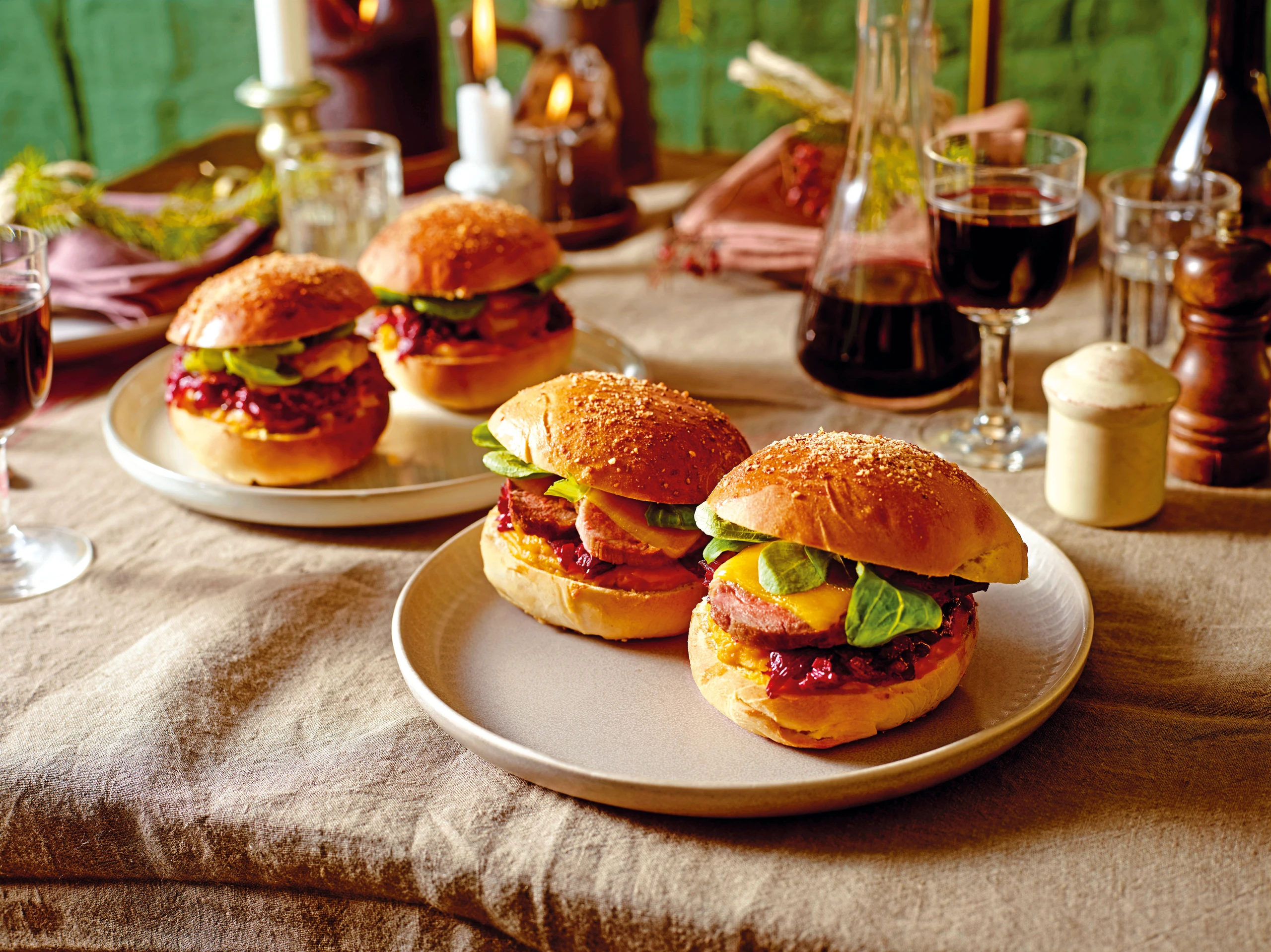 Entenburger mit Kürbispüree