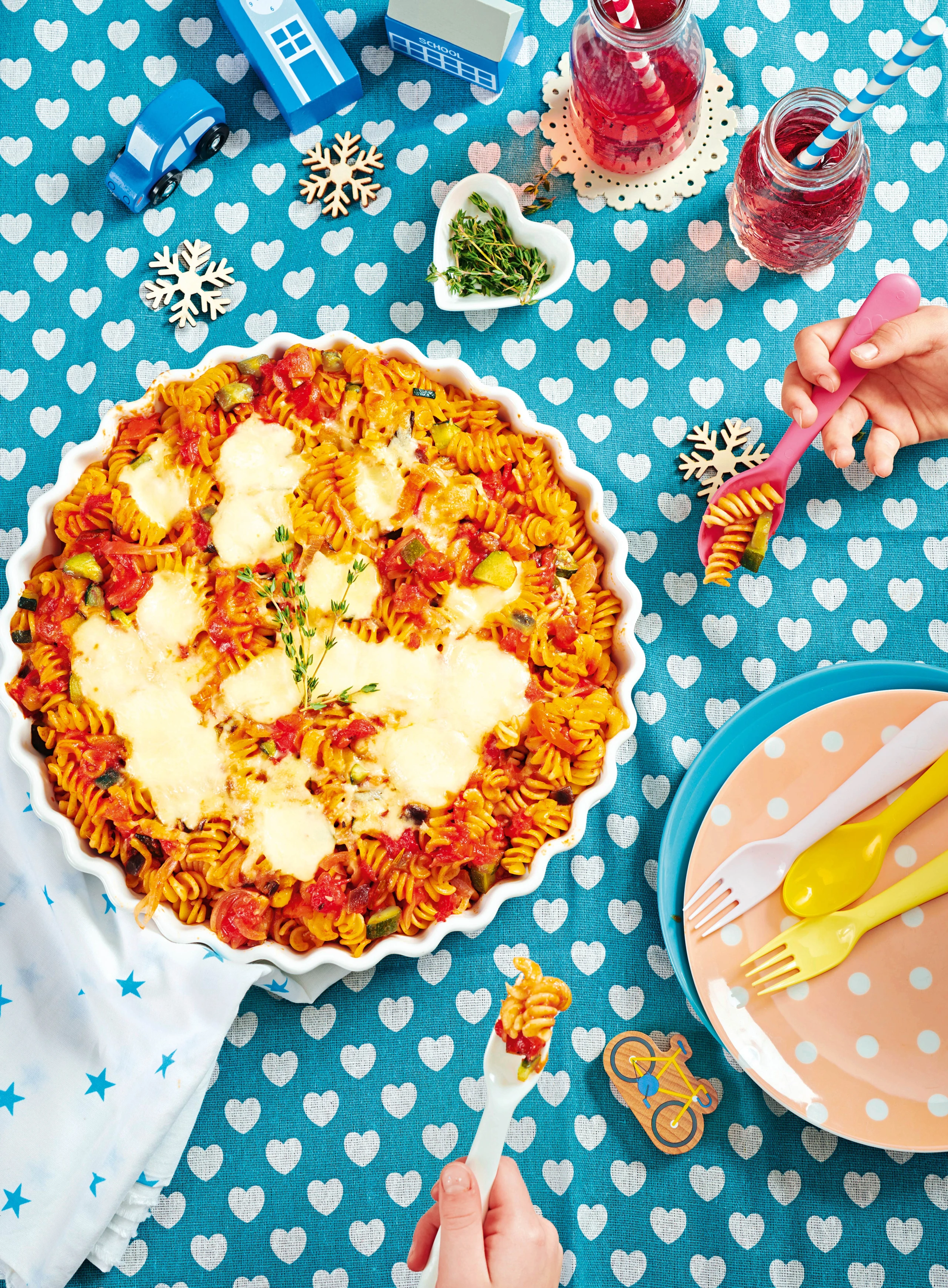 Ratatouille-Fusilli mit Mozzarella