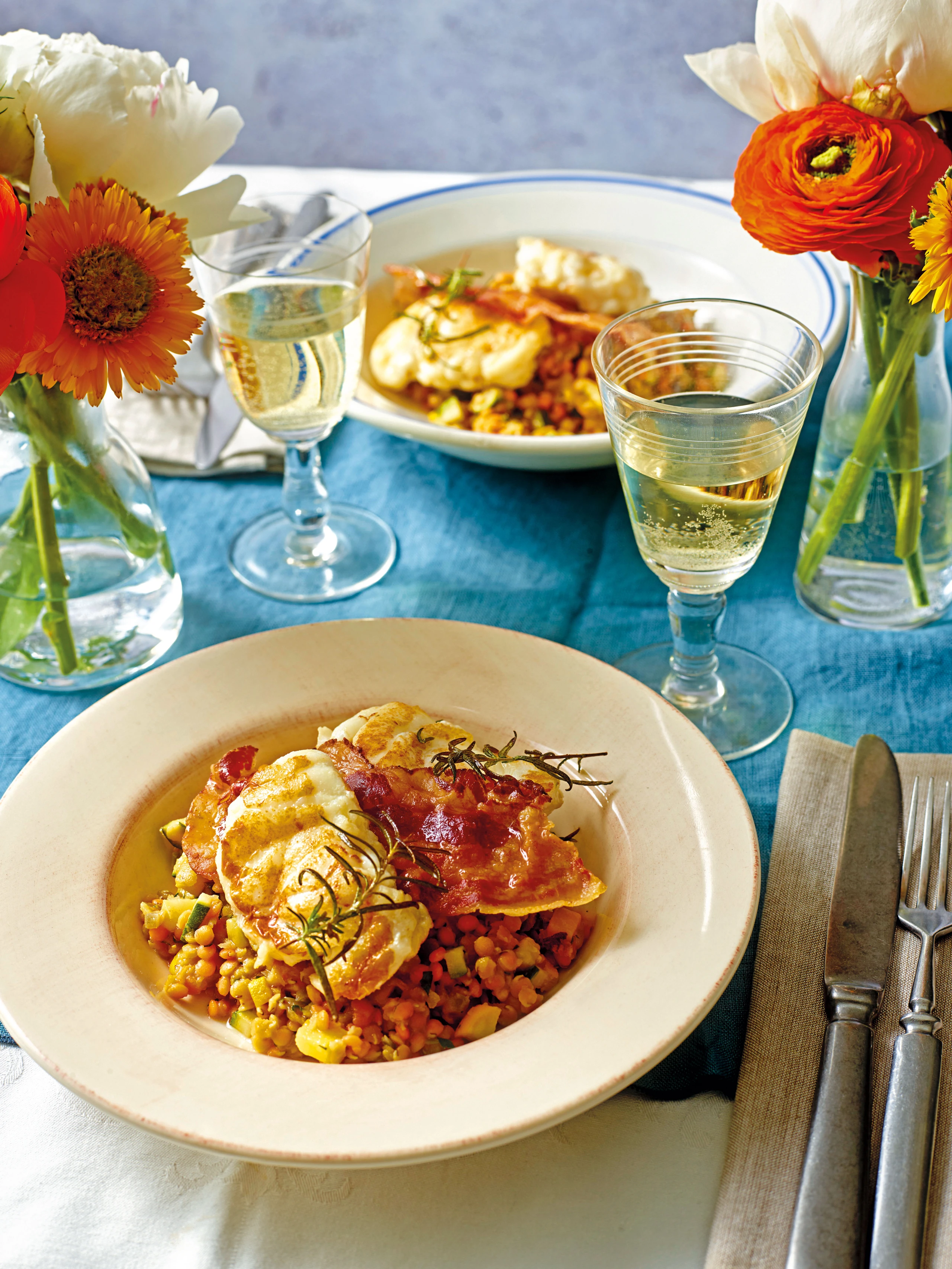 Seeteufel mit Zucchinigemüse