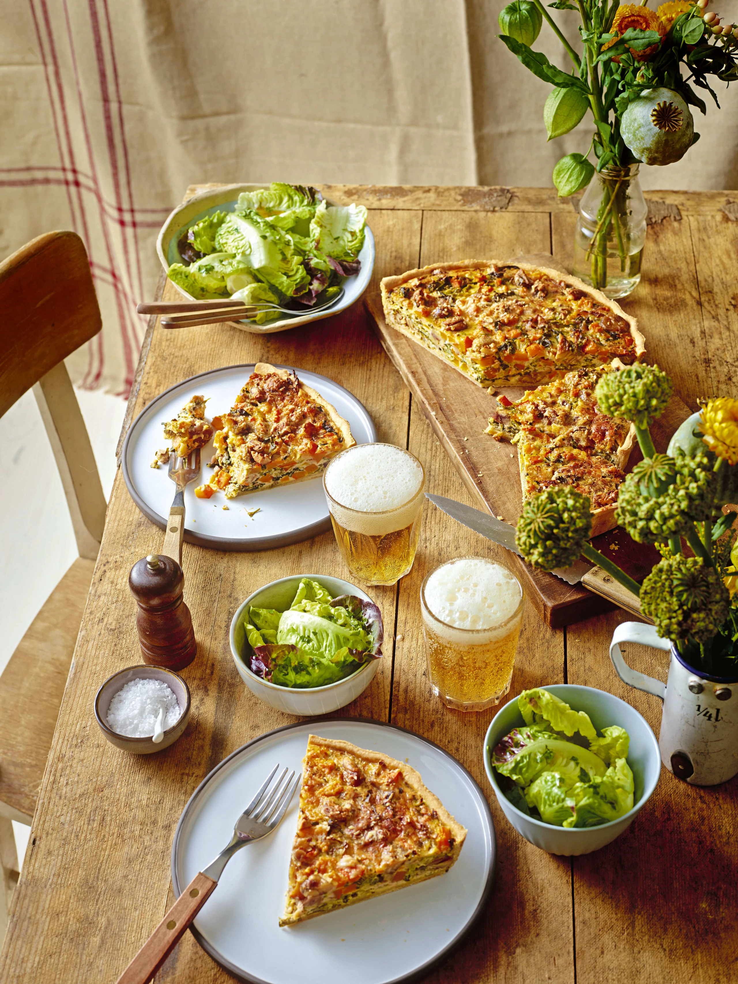 Kohl-Kürbisquiche mit Maroni