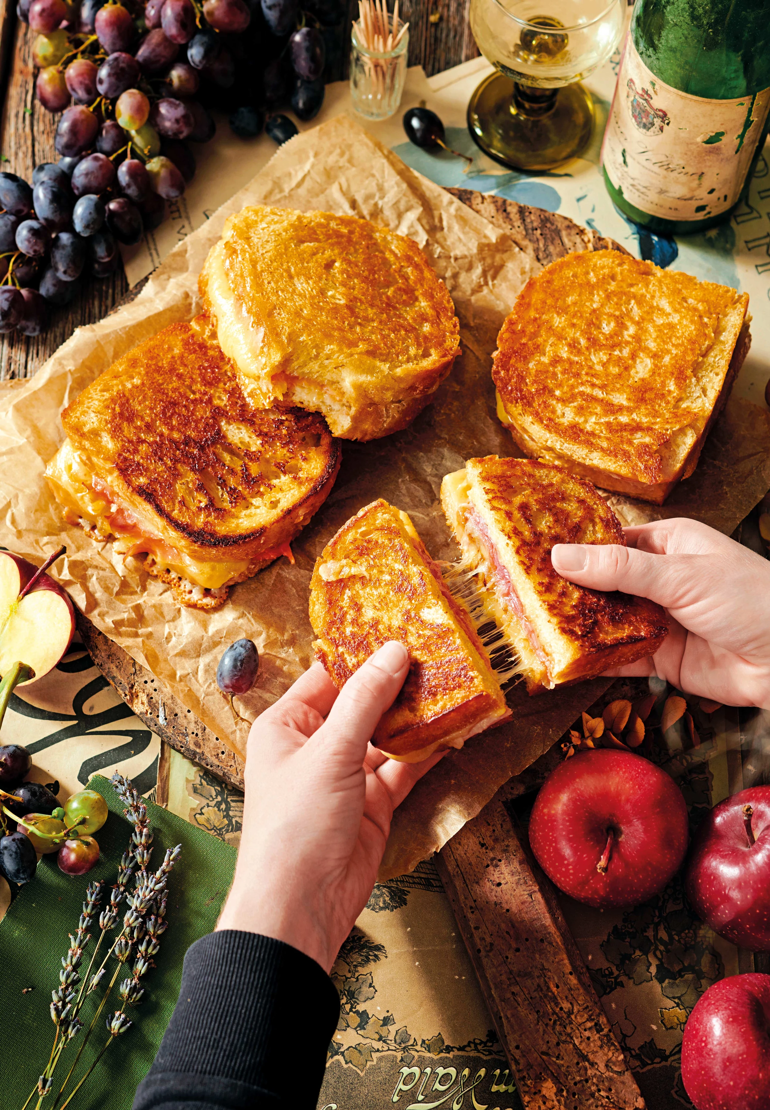 Käse-Sandwich mit Rohschinken