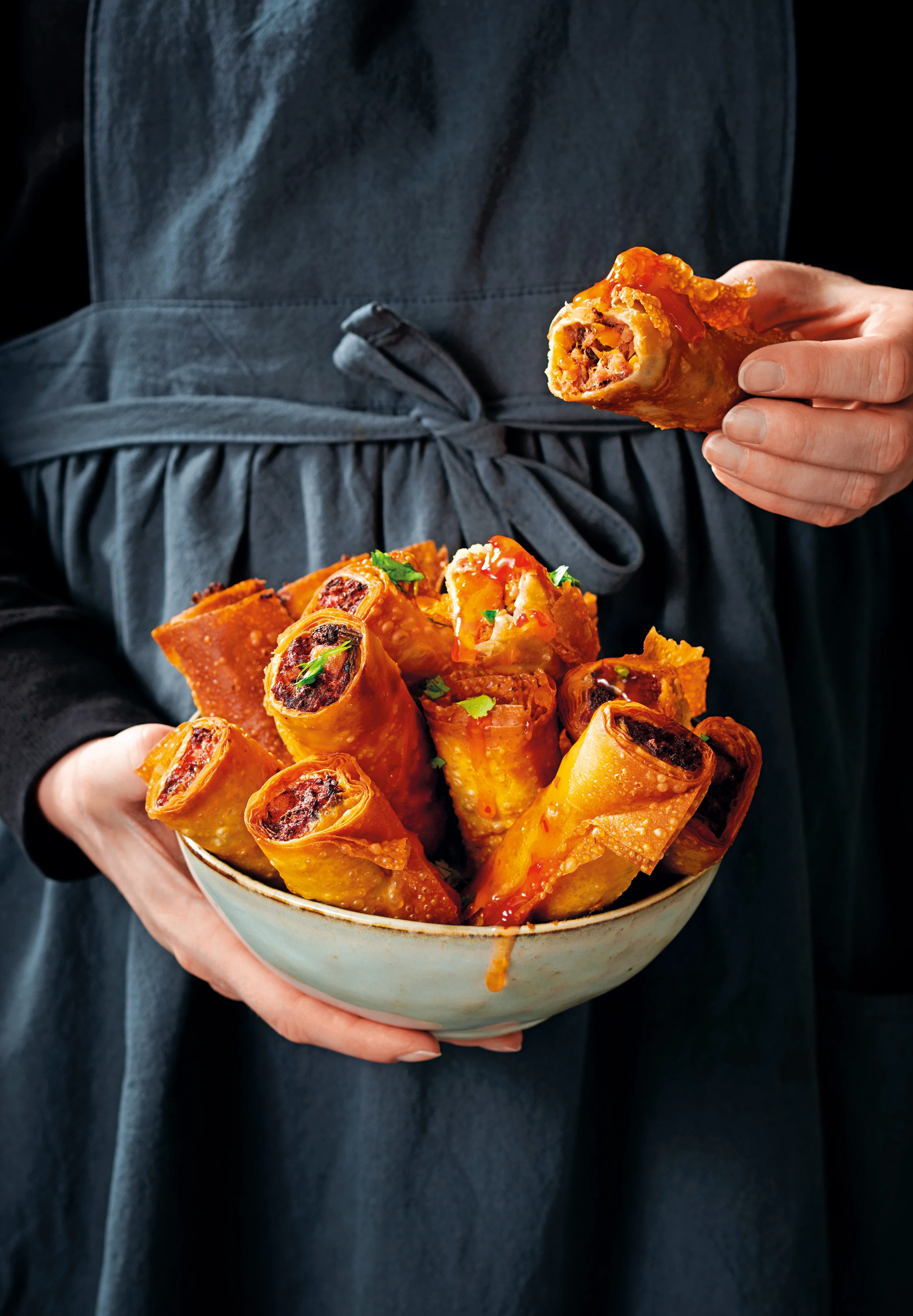 Strudelteig-Röllchen mit Kürbis und Blunze