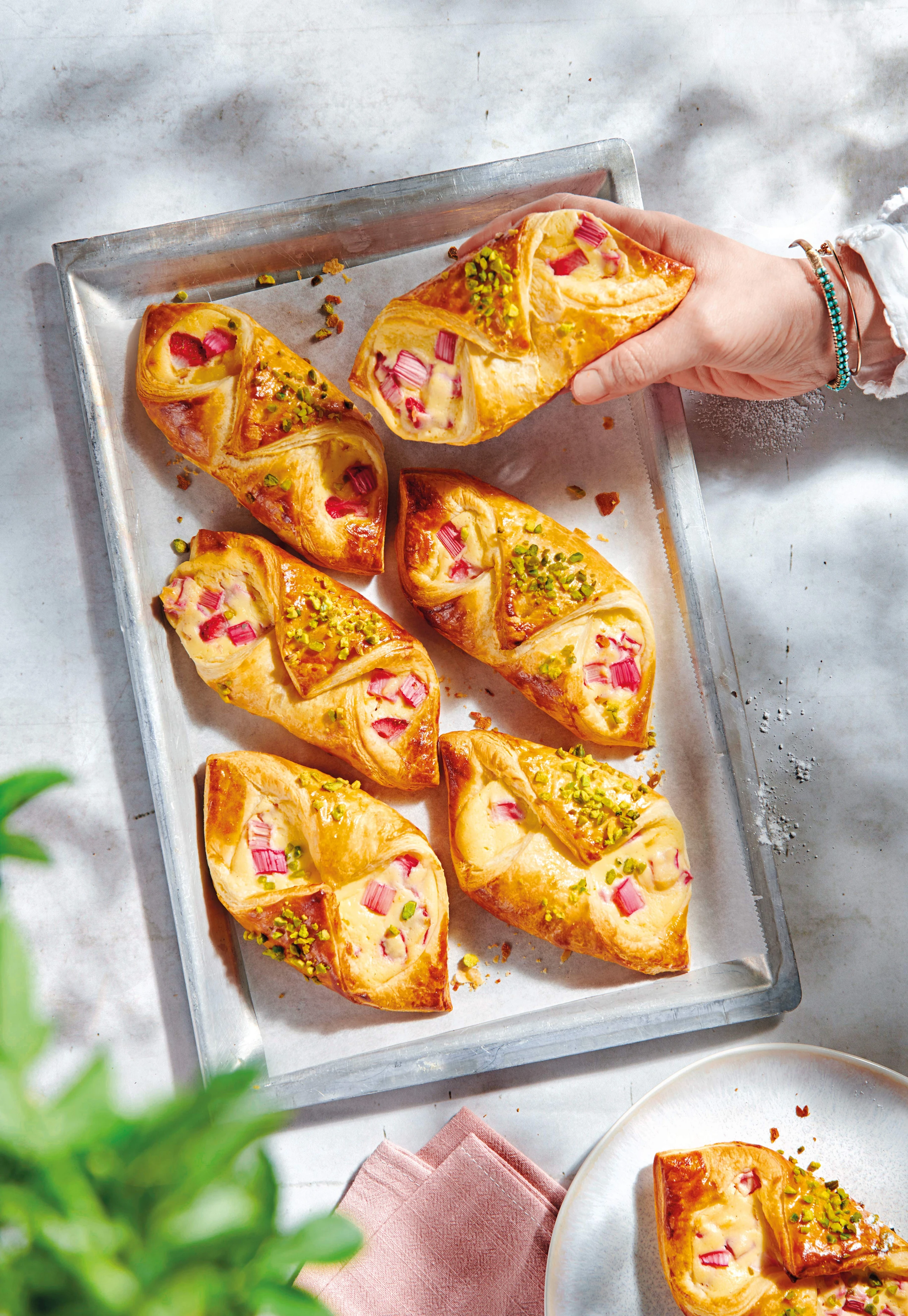 Plundergebäck mit Rhabarber