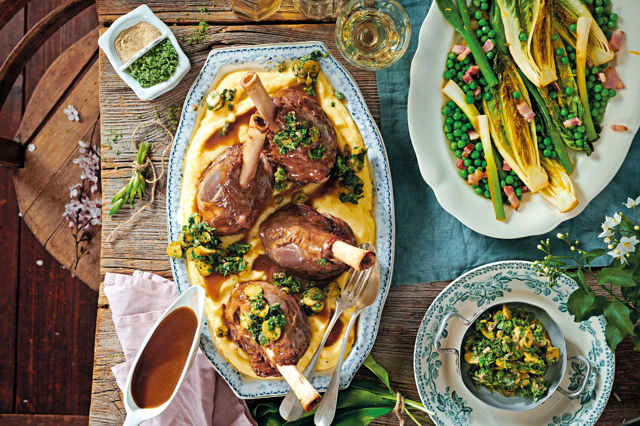 Geschmorte Lammstelzen mit Bärlauch-Gremolata