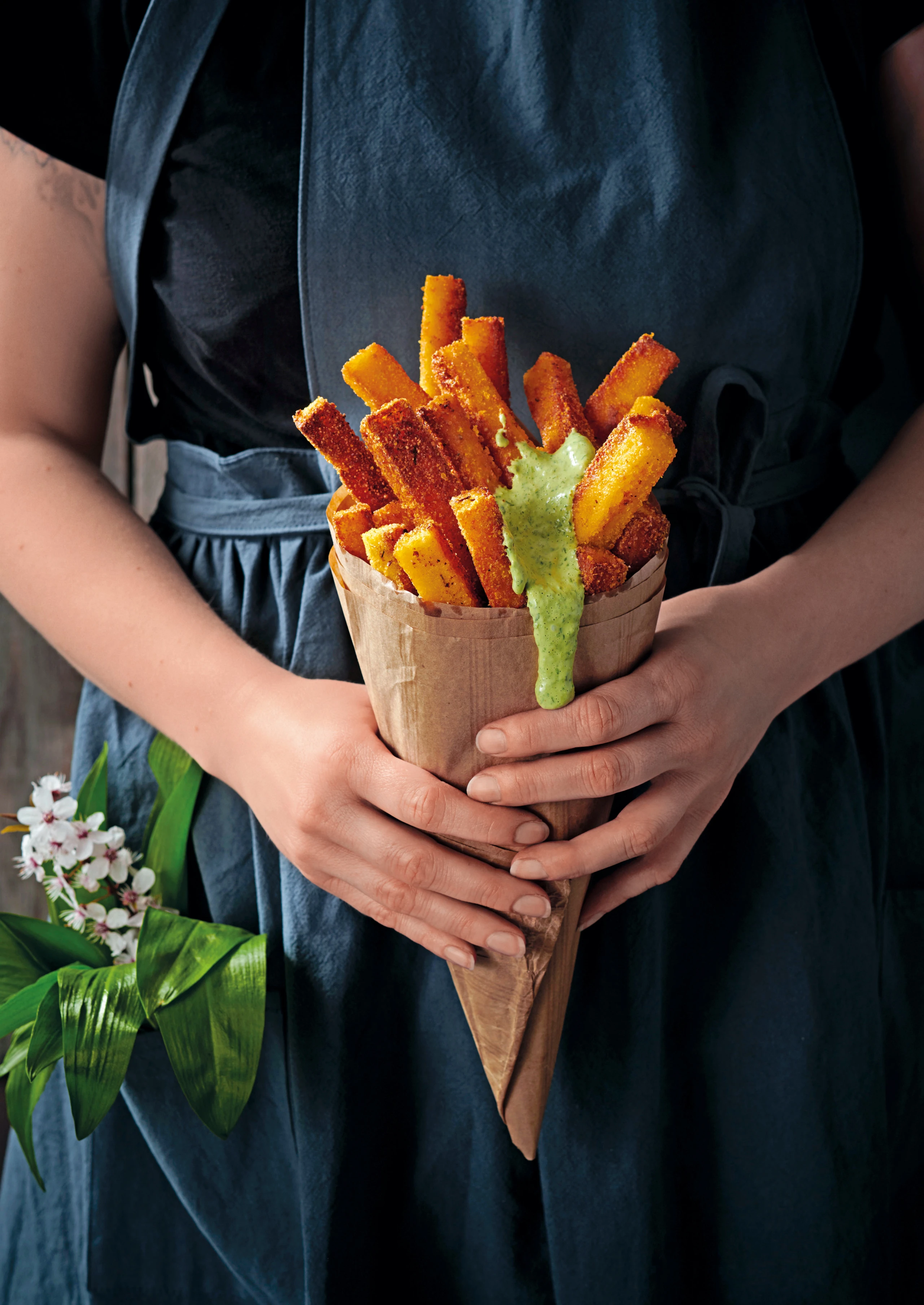 Polenta-Pommes mit Bärlauch-Mayonnaise