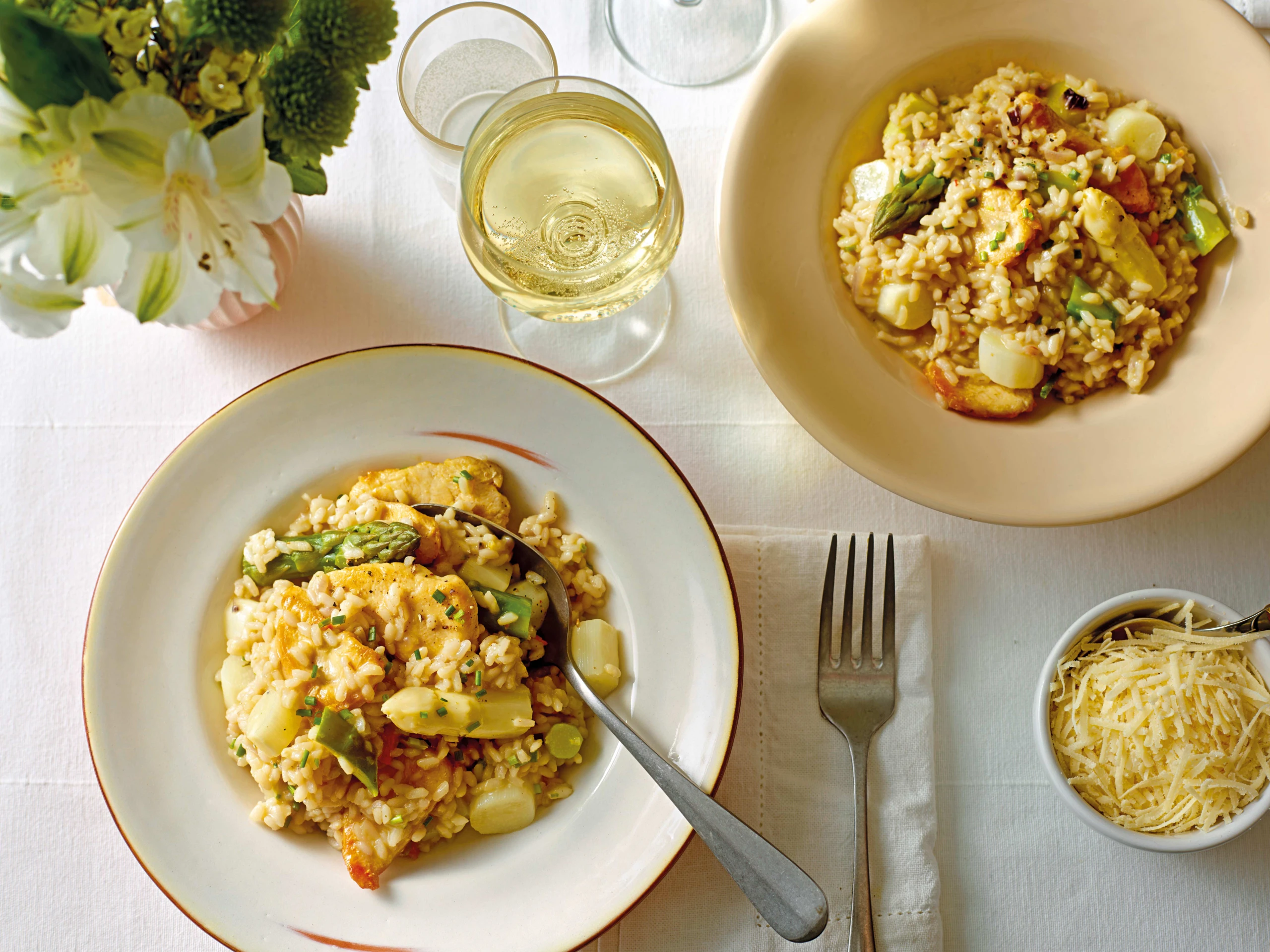 Spargel-Orangenrisotto mit Hendl