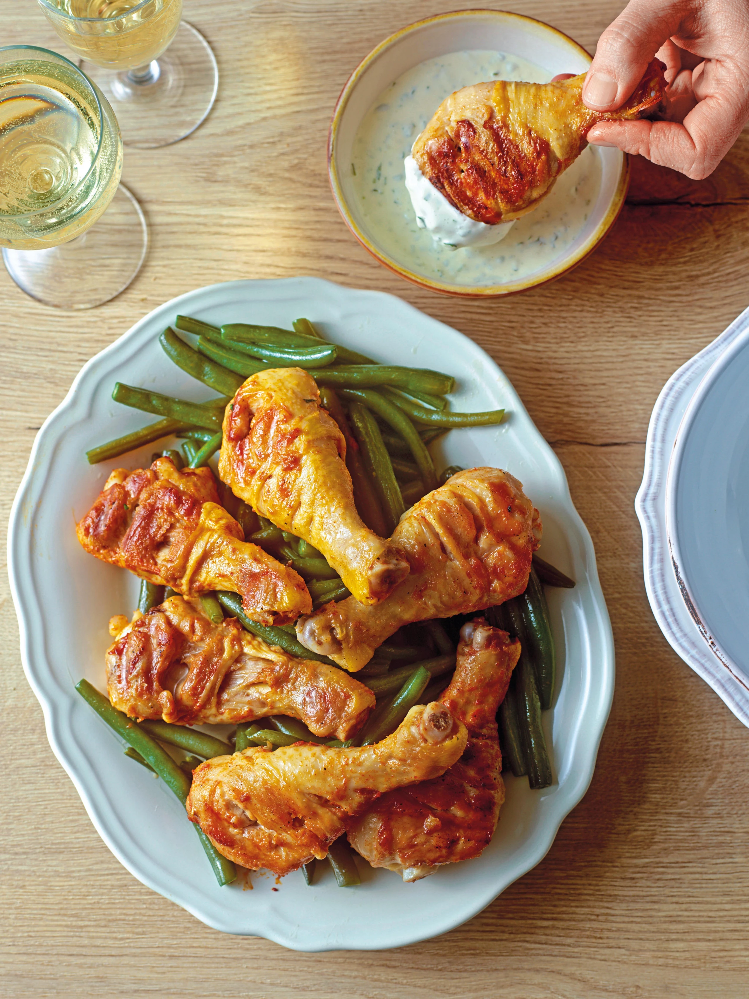 Gegrillte Drumsticks mit Kressemayonnaise