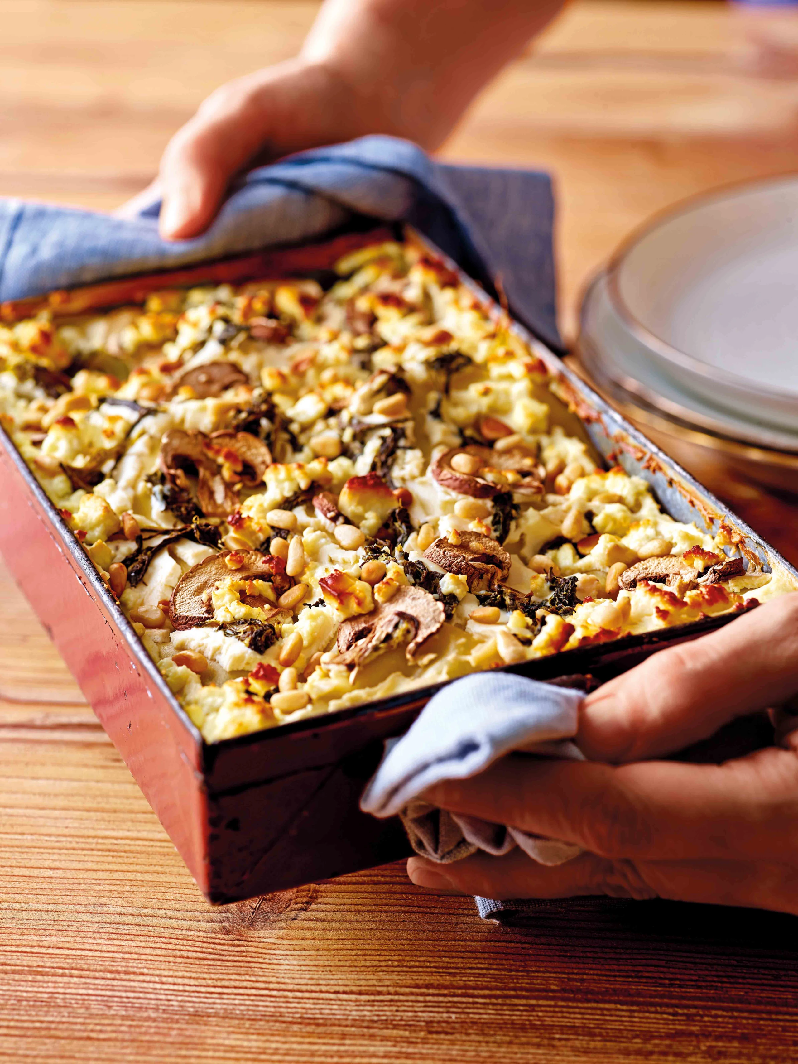 Spinat-Ricotta-Lasagne mit Champignons