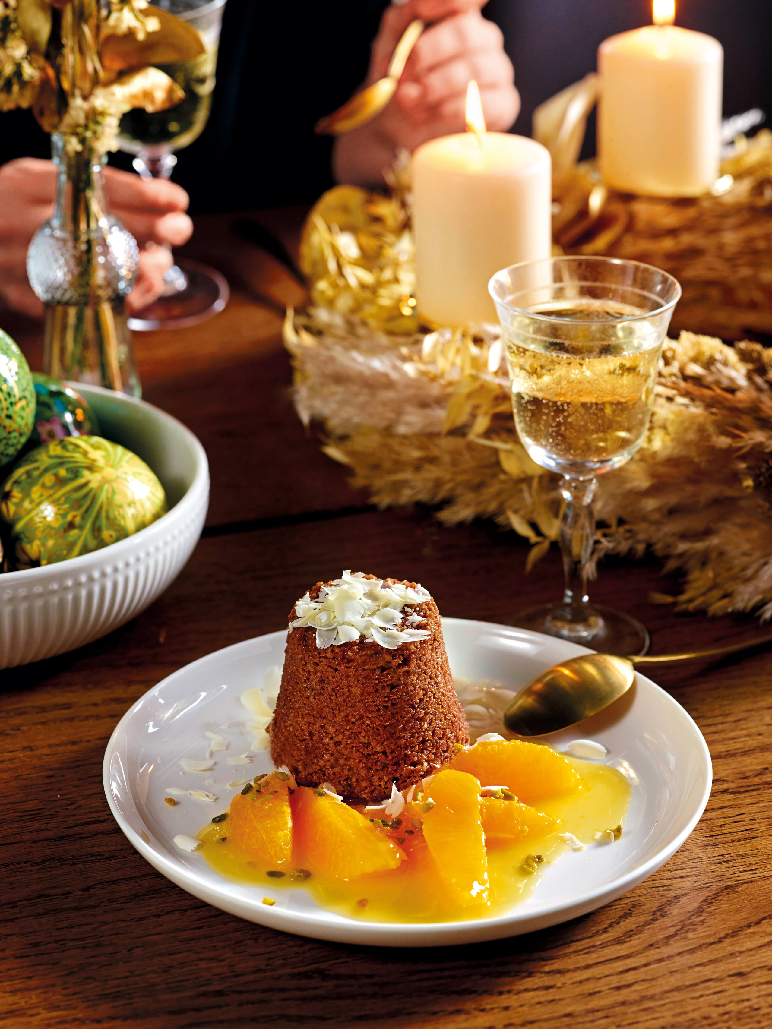 Spekulatius-Auflauf mit Orangenragout