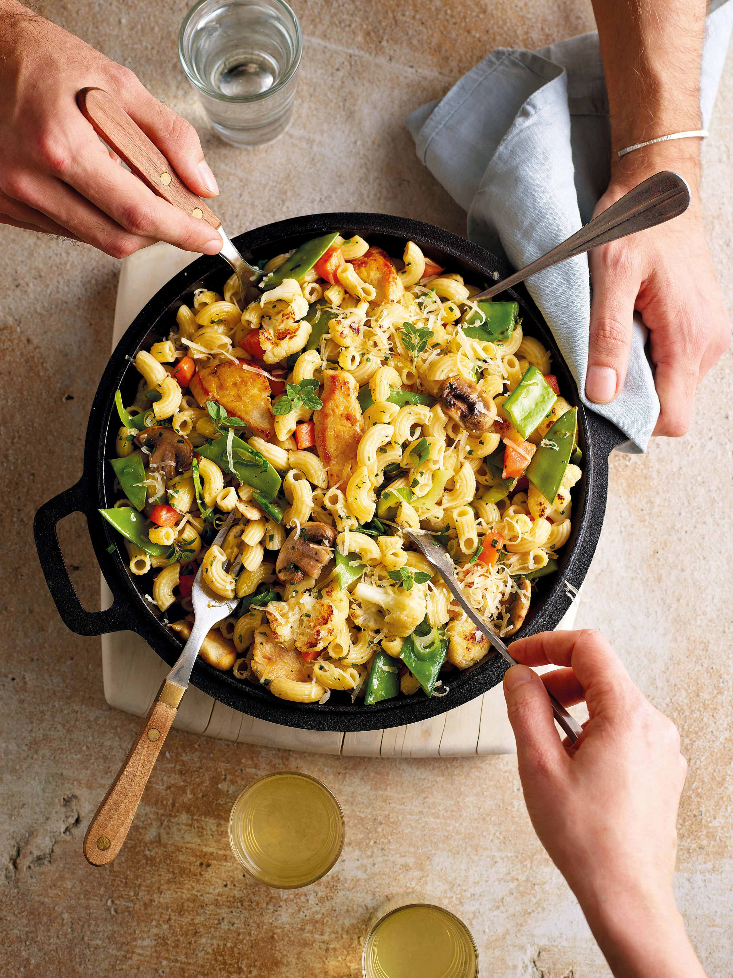 Hörnchengröstl mit Huhn