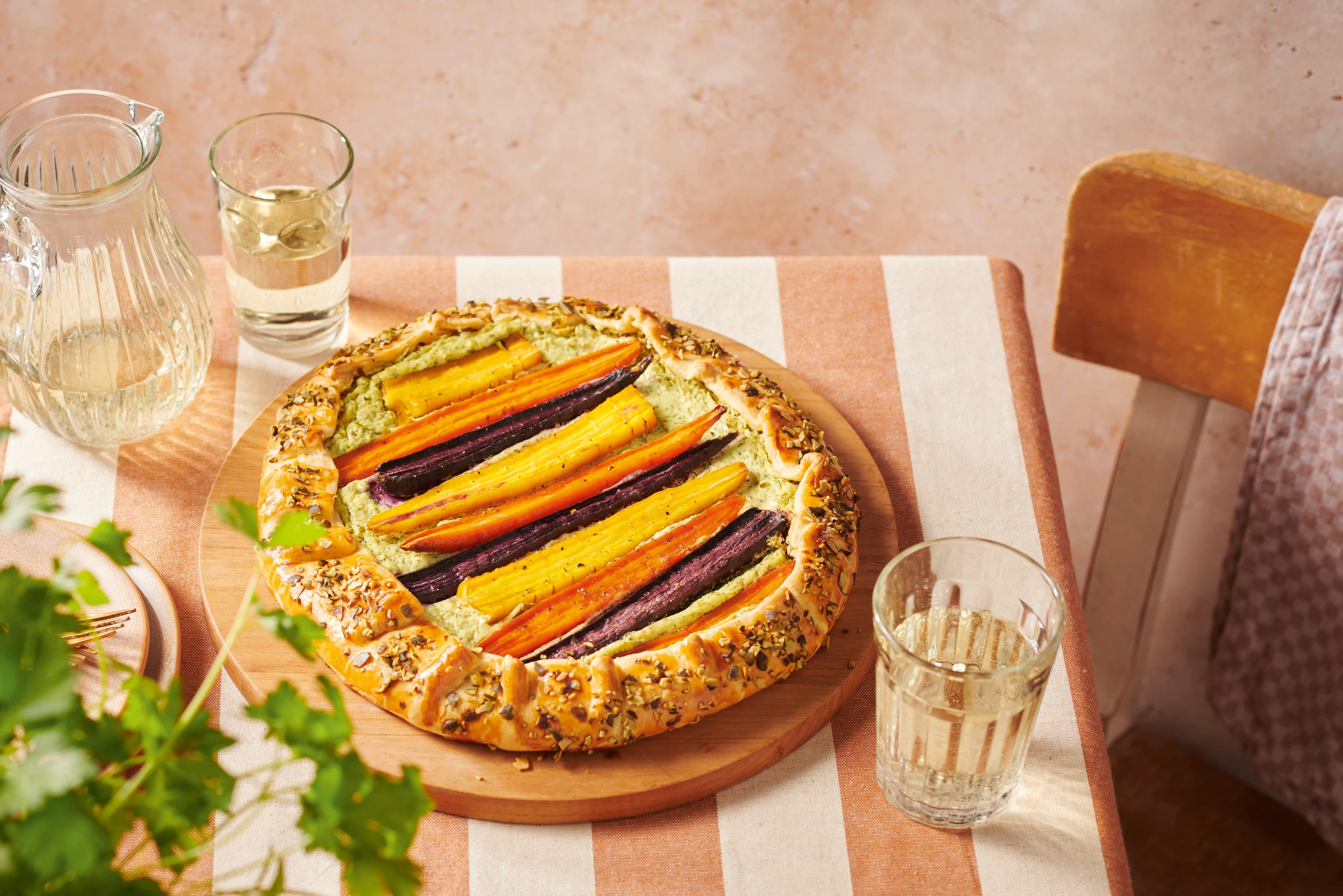 Galette mit bunten Karotten und Kräuter-Ricotta