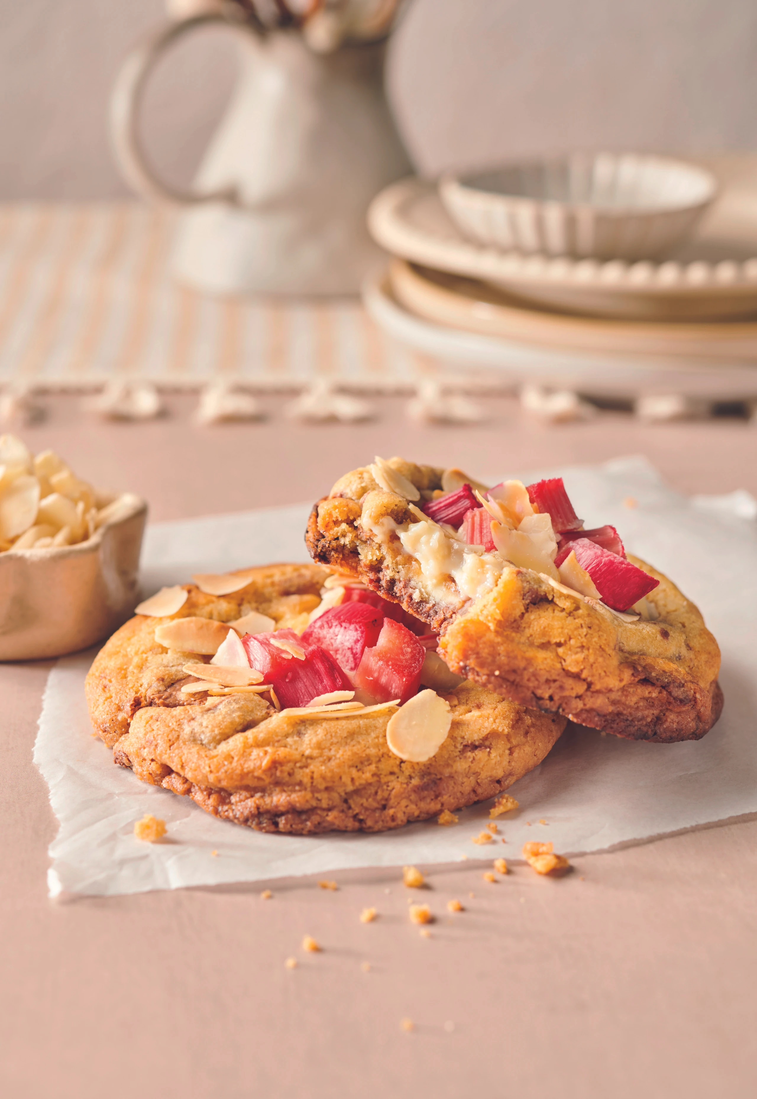 Rhabarber-Cookies mit Vanillecreme