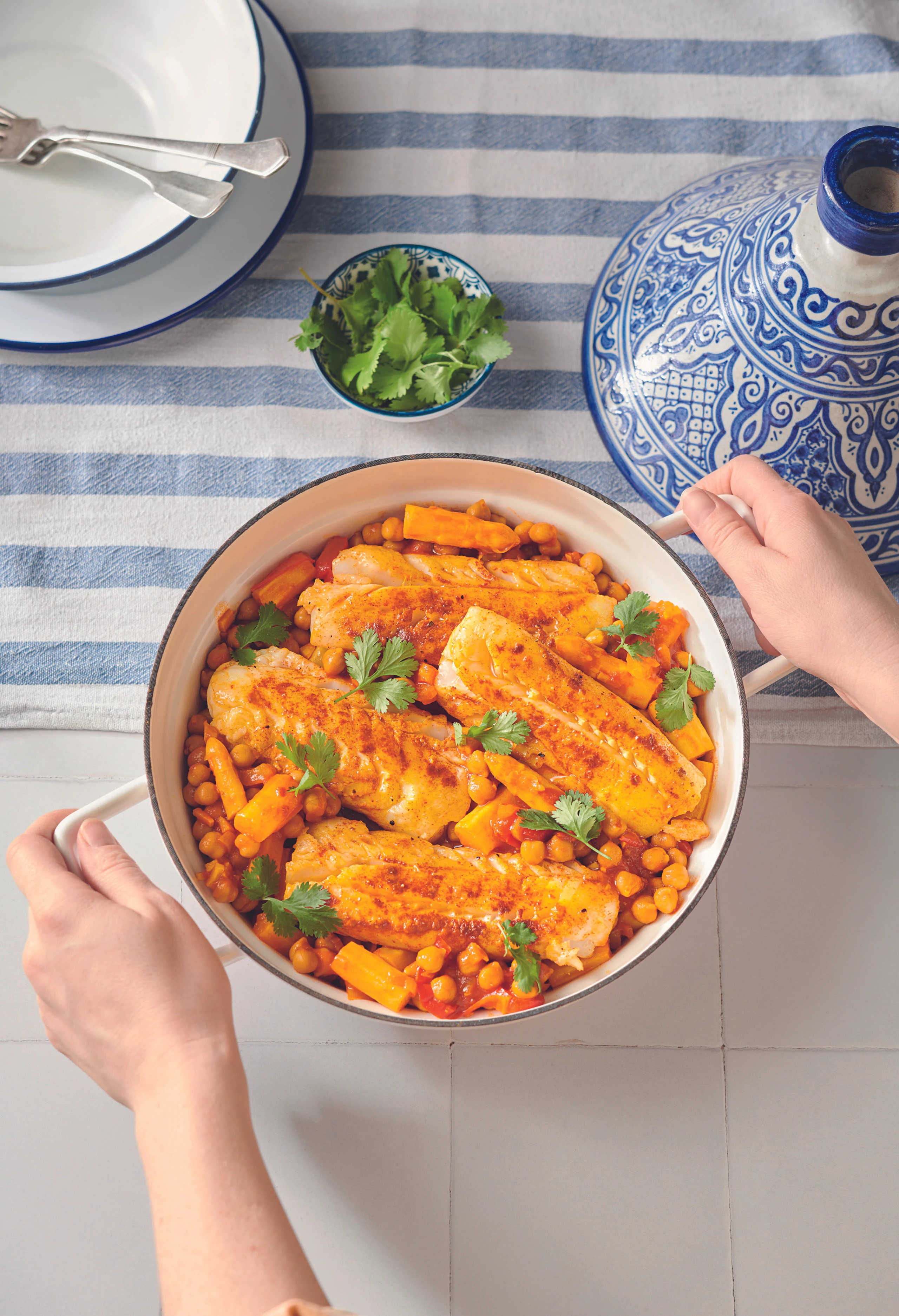 Marokkanischer Fisch-Spargel-Eintopf