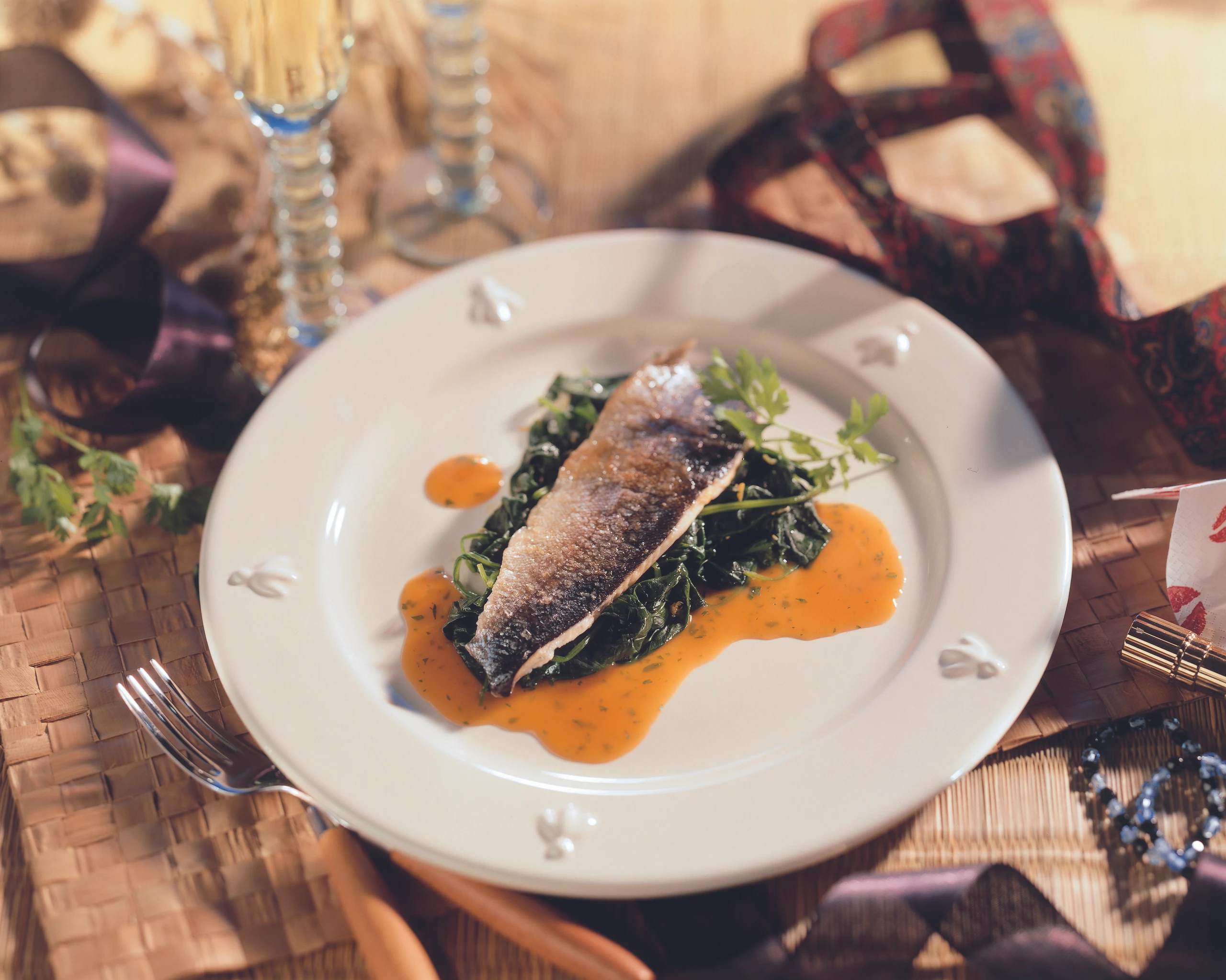 Forellenfilet auf Karotten-Koriandersauce