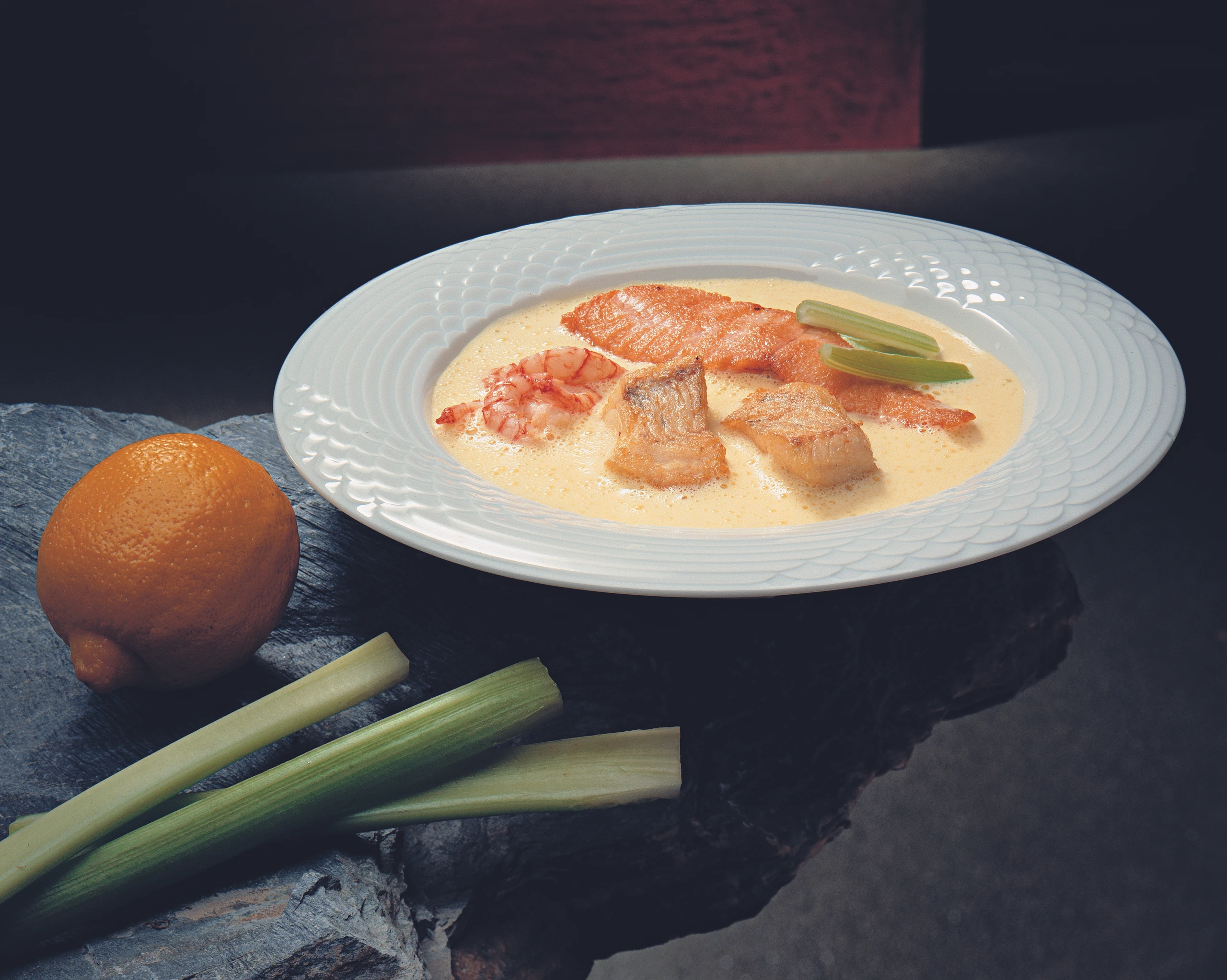 Fischsuppe mit Shrimps