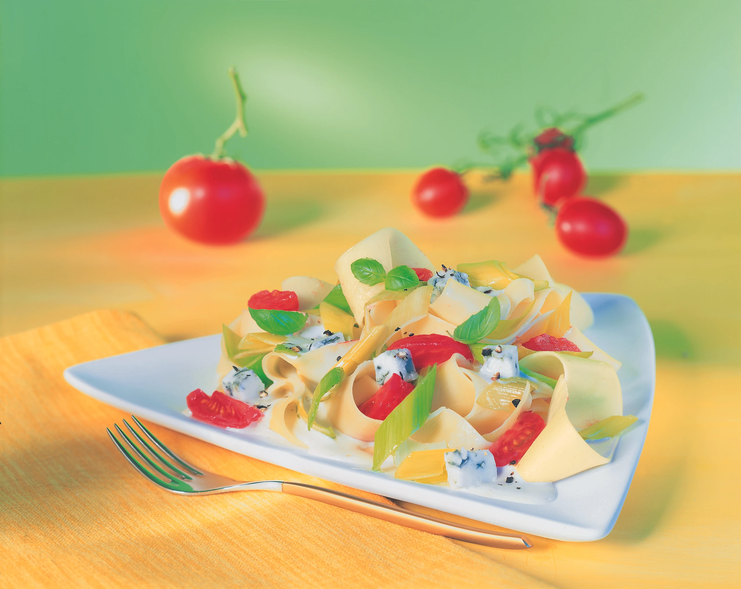 Nudeln mit Lauch und Blauschimmelkäse