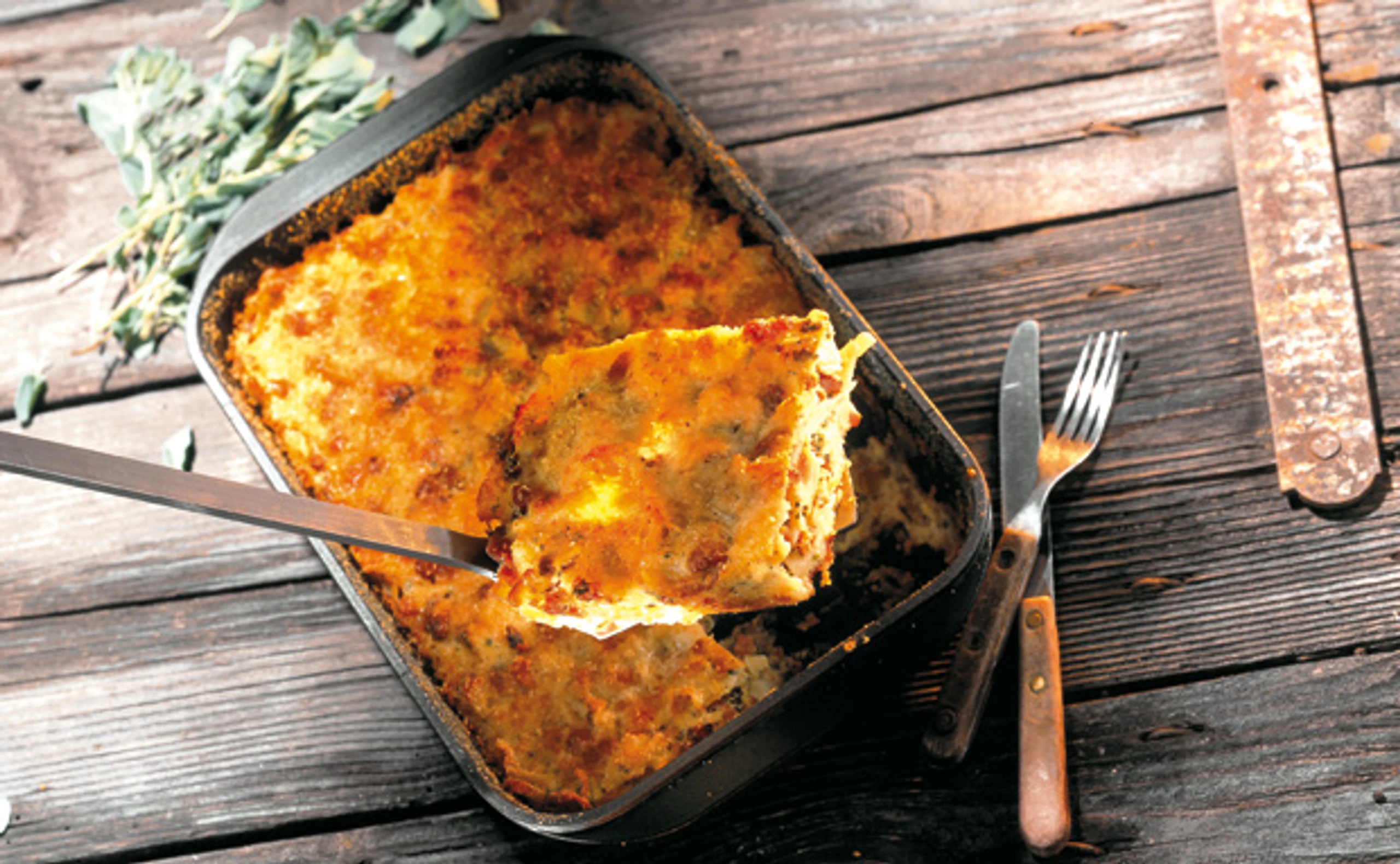 Überbackene Schinkenfleckerln