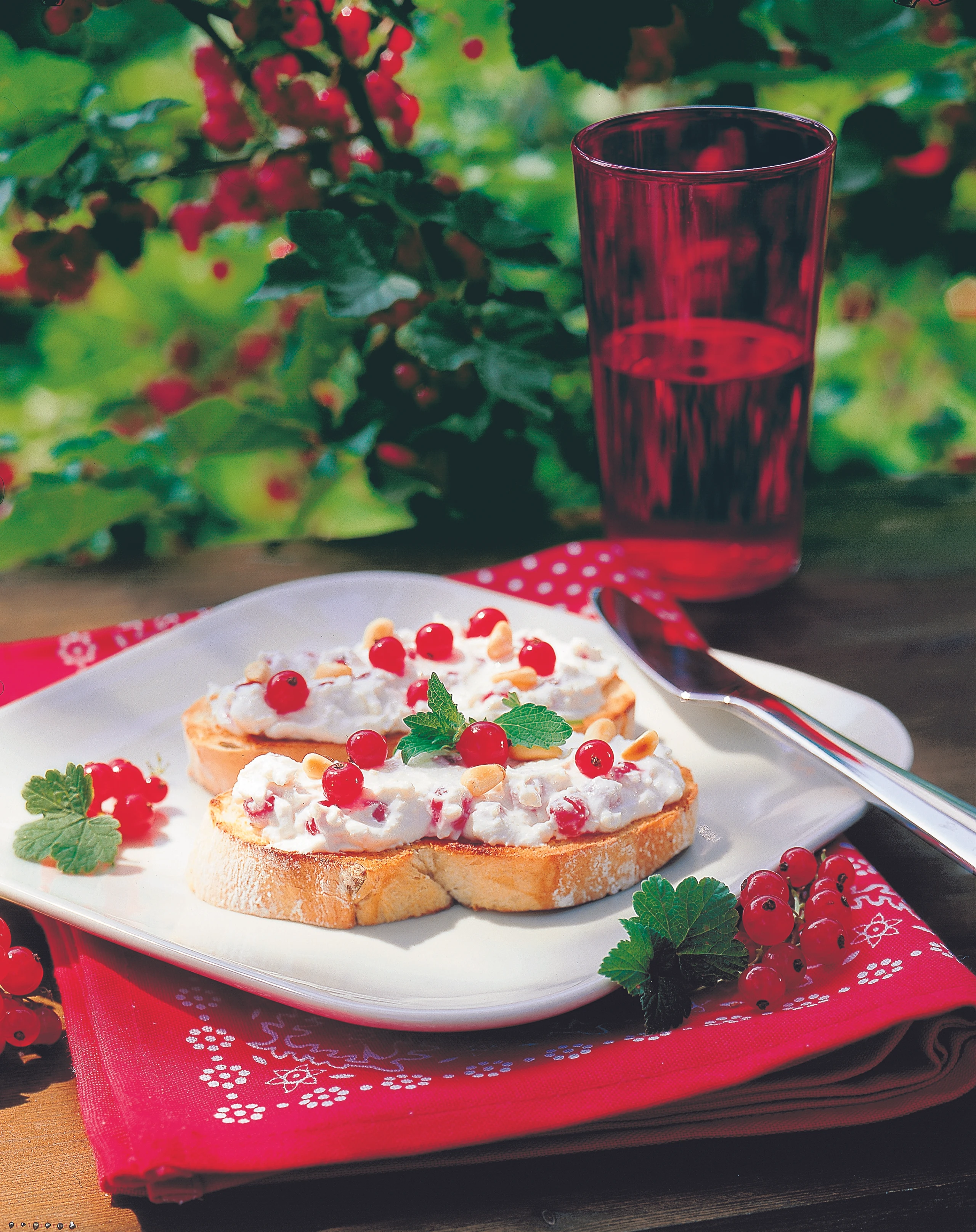 Crostini mit Ribisel-Schafkäse-Creme