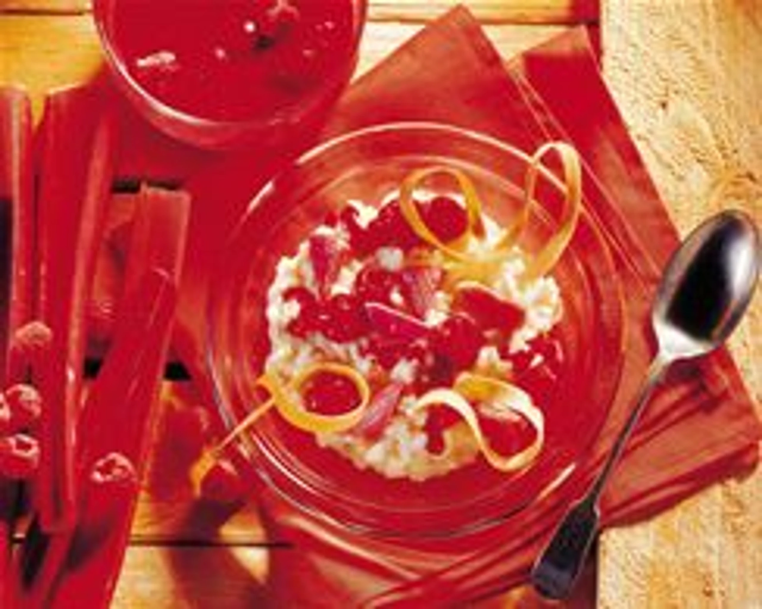 Süßes Rhabarber-Risotto mit Himbeersauce