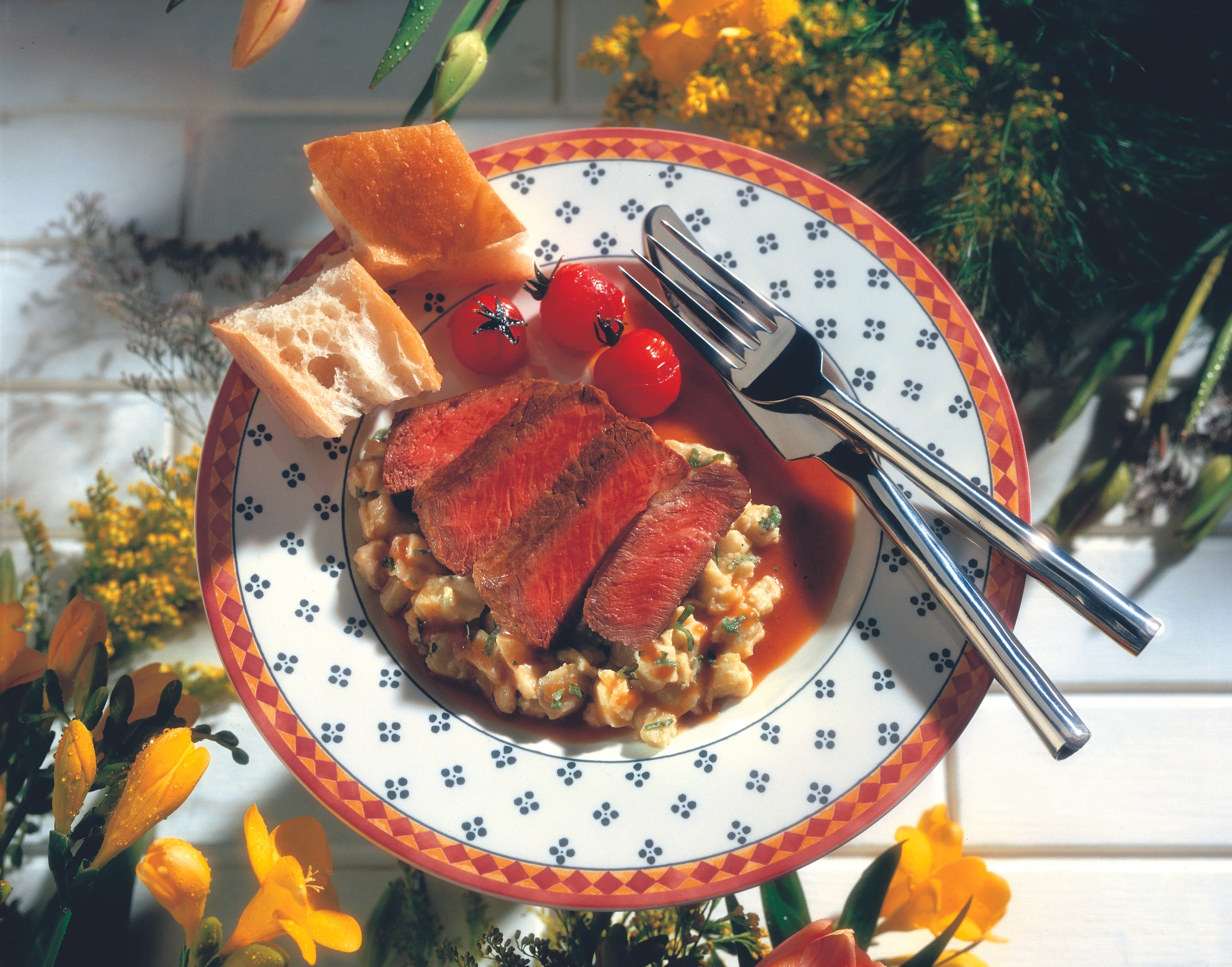 Rindssteaks mit cremiger Melanzani