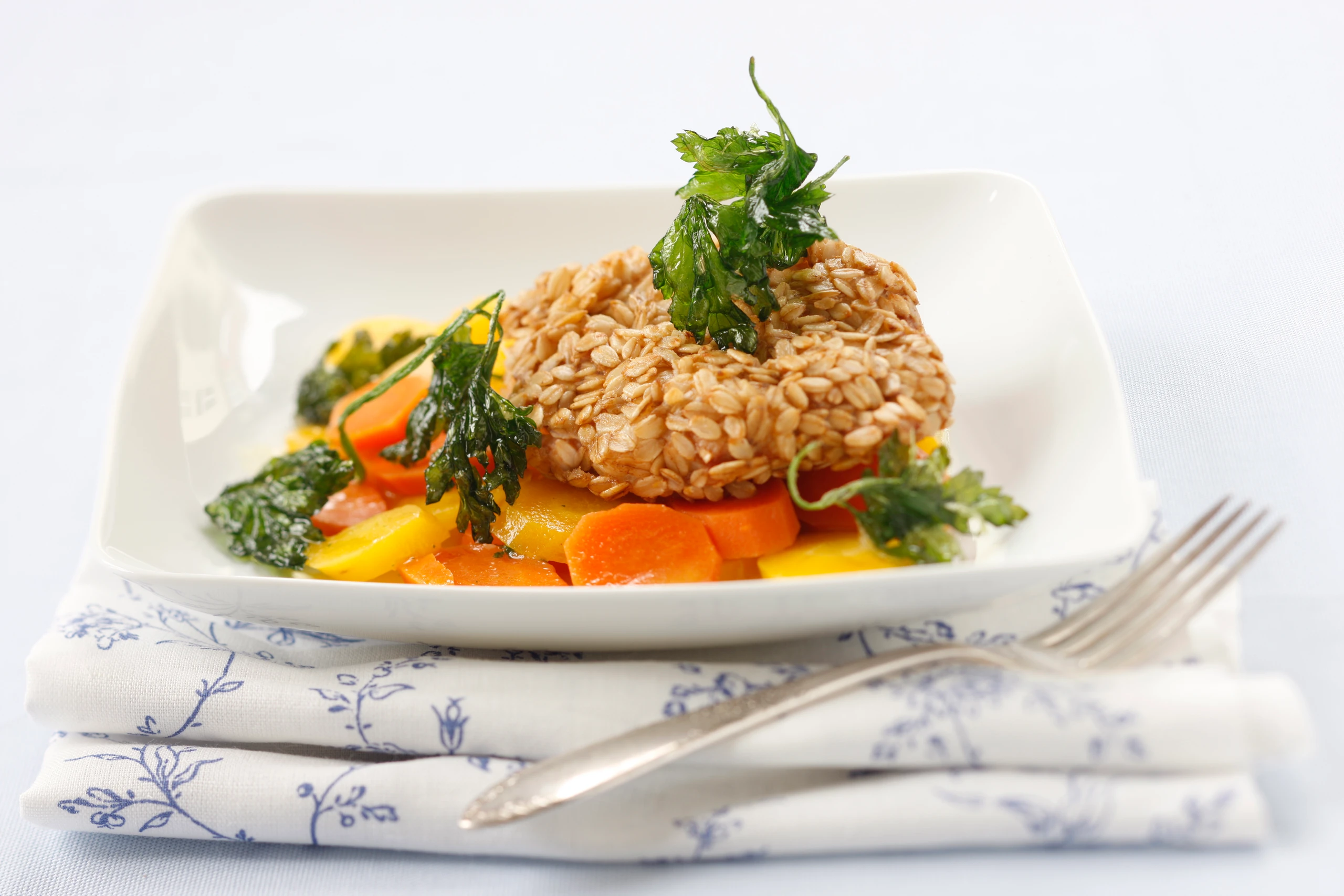 Schnitzel in der Haferflockenpanier