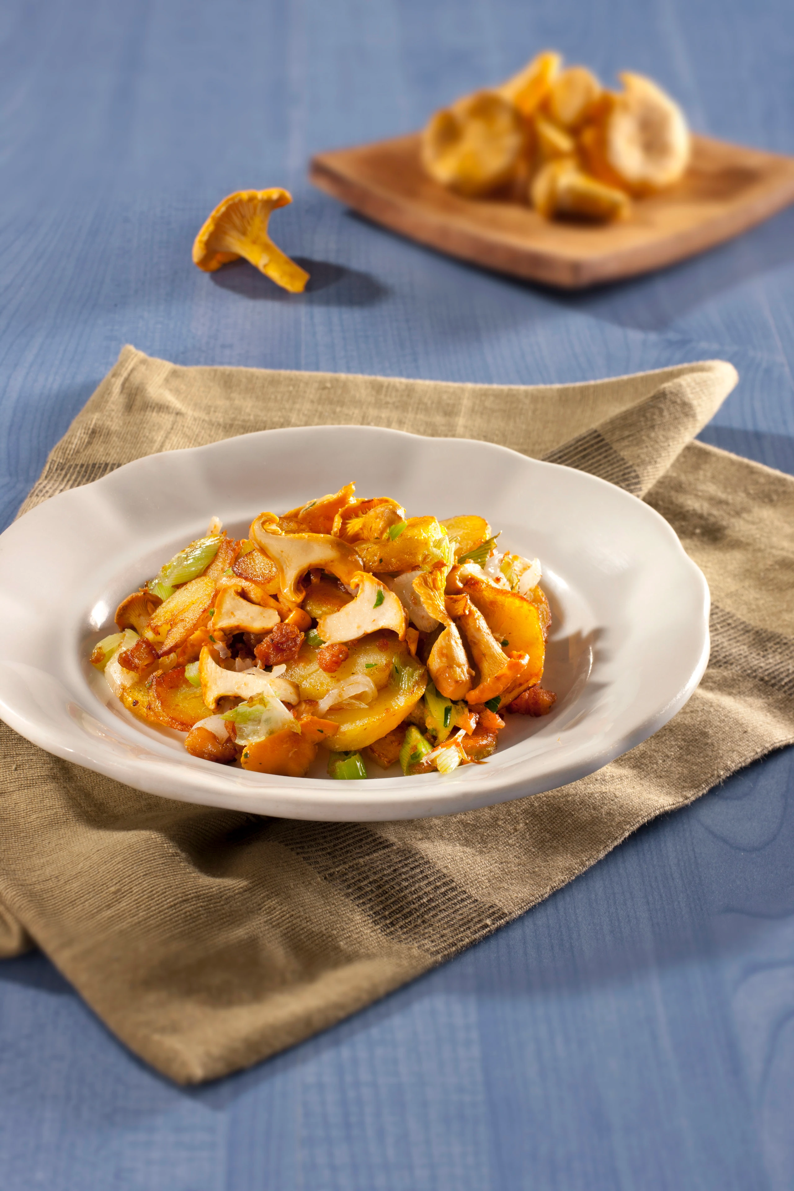 Eierschwammerlgröstl mit Grammeln