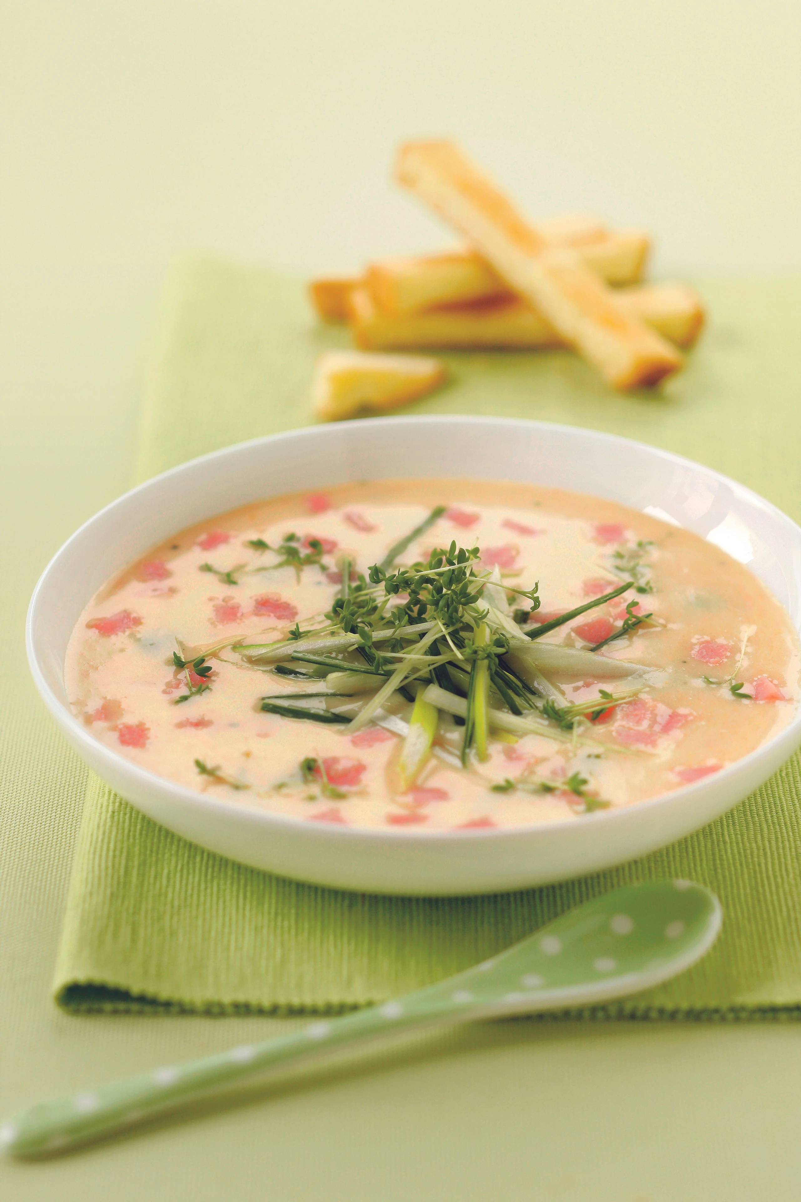 Schinken Suppe mit Kresse