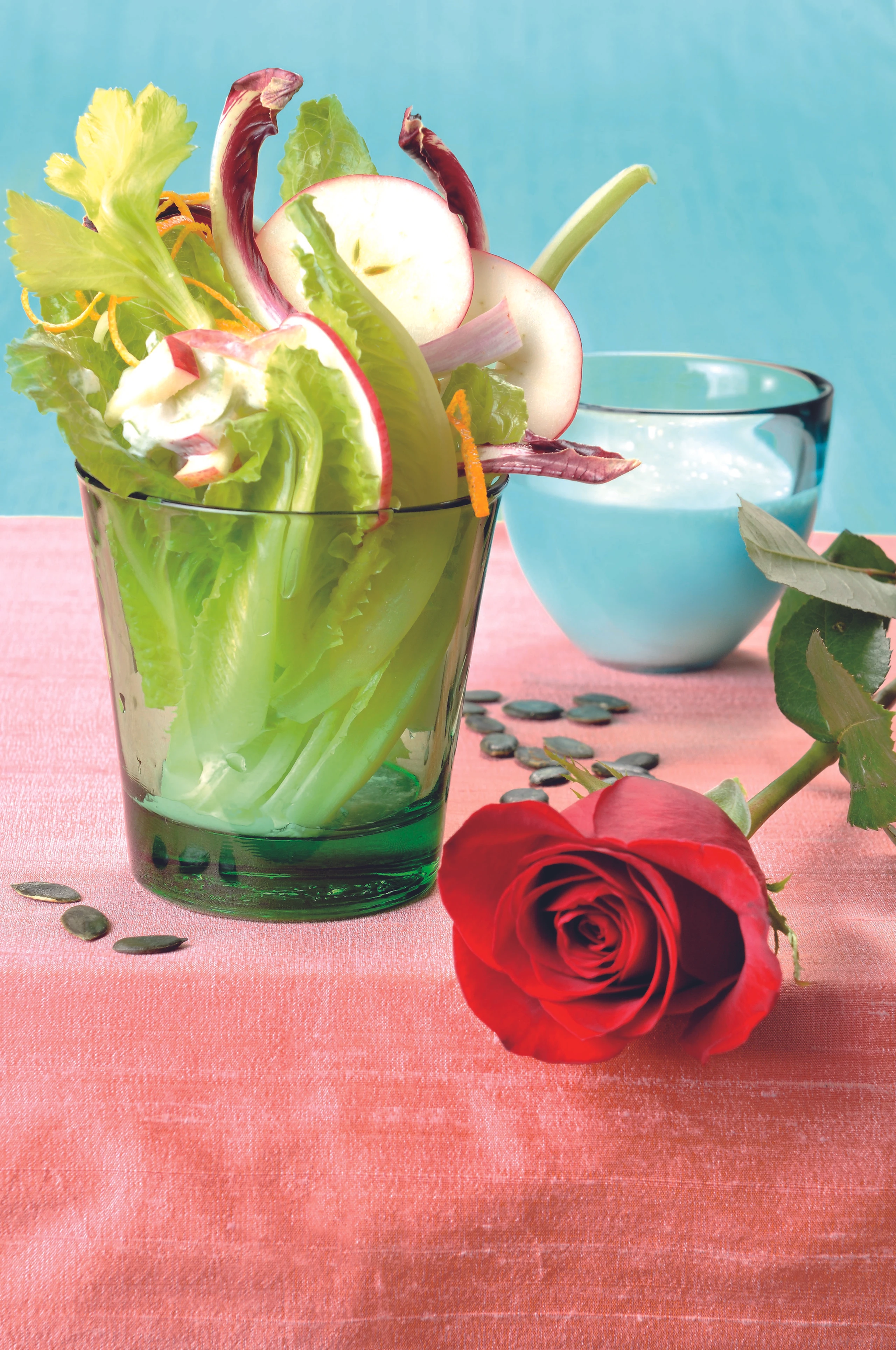Salat Bouquet mit Orangen Rahm Dressing
