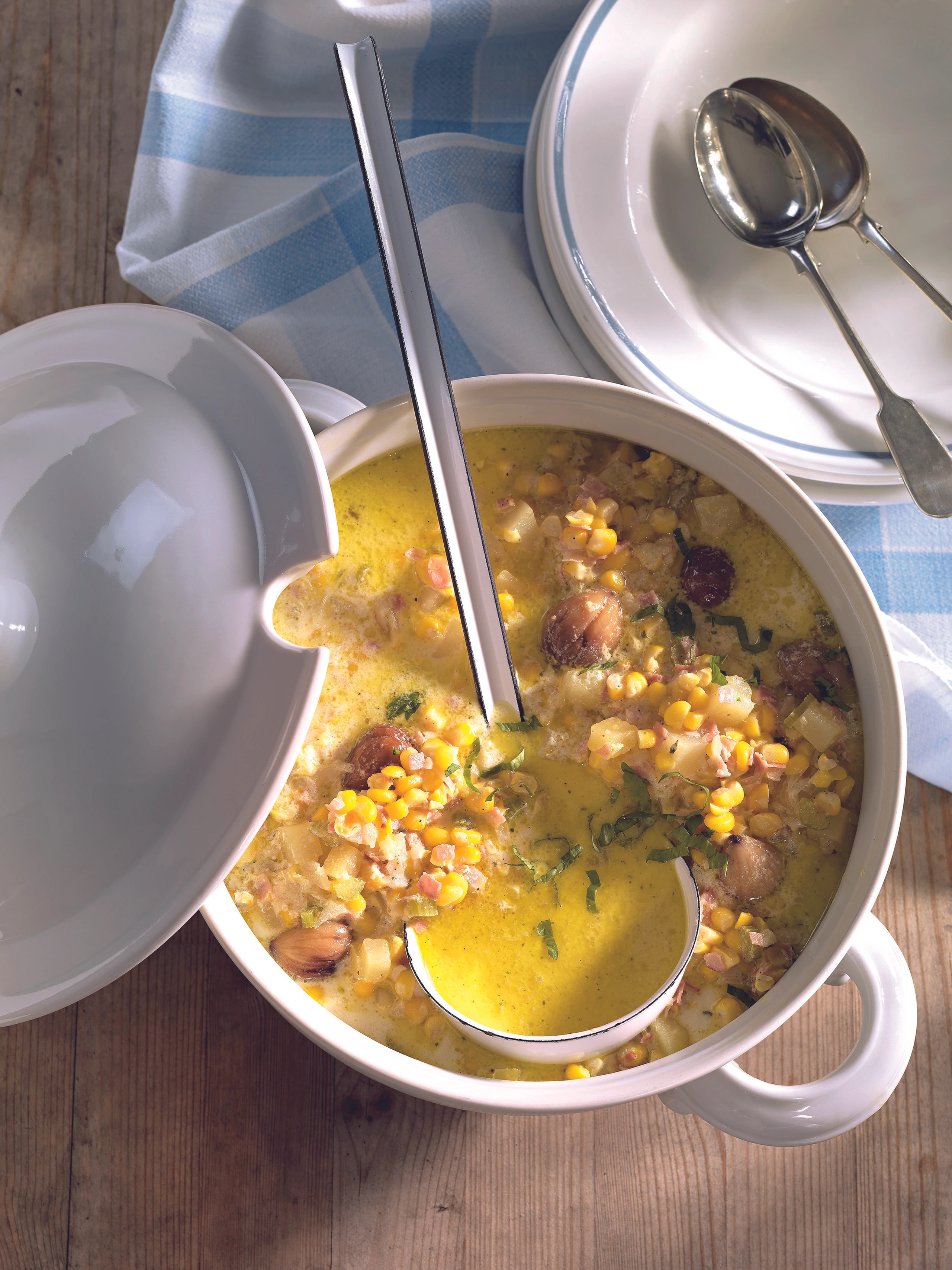 Maissuppe mit Maroni