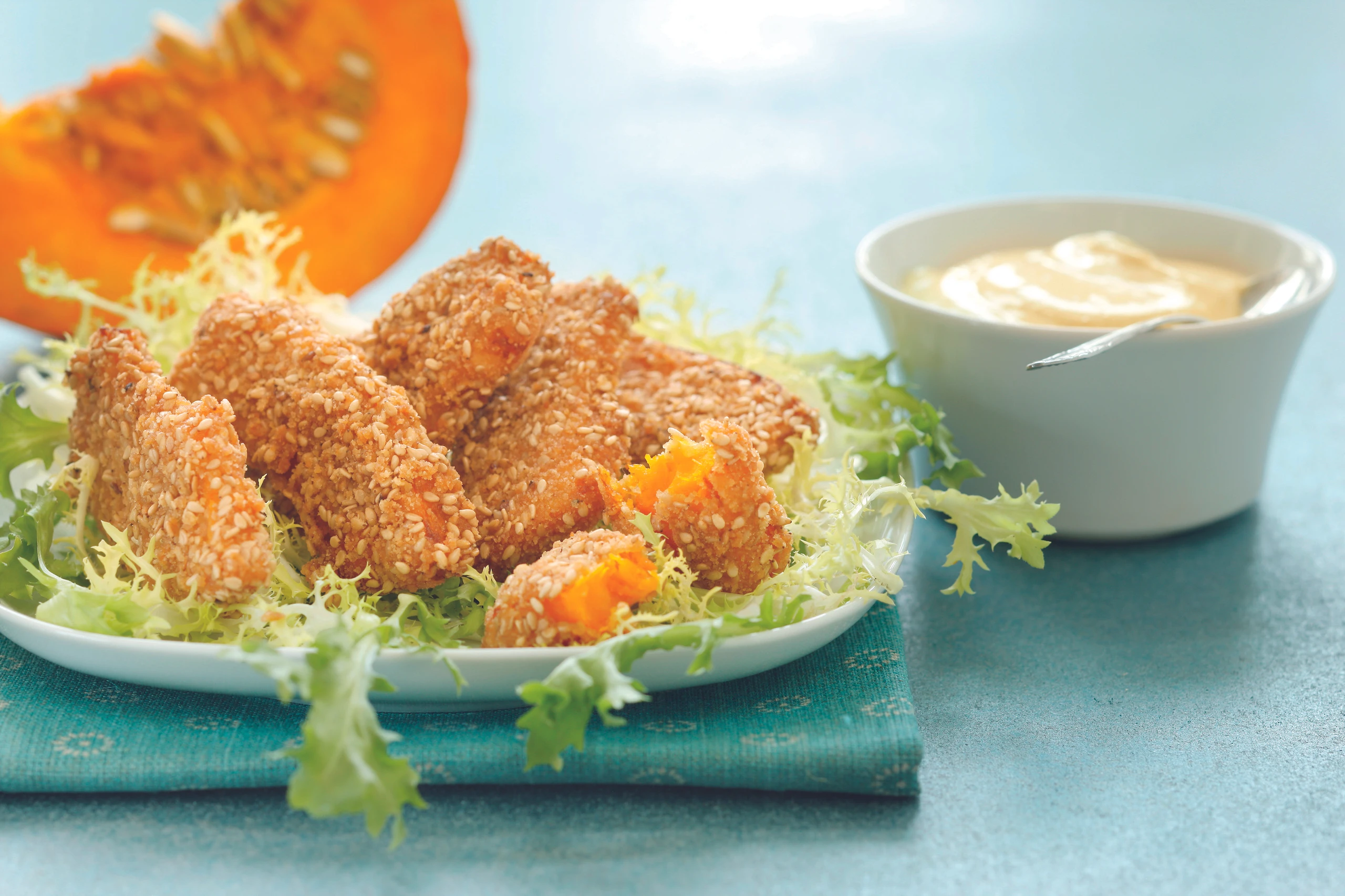 Gebackener Kürbis mit Currysauce