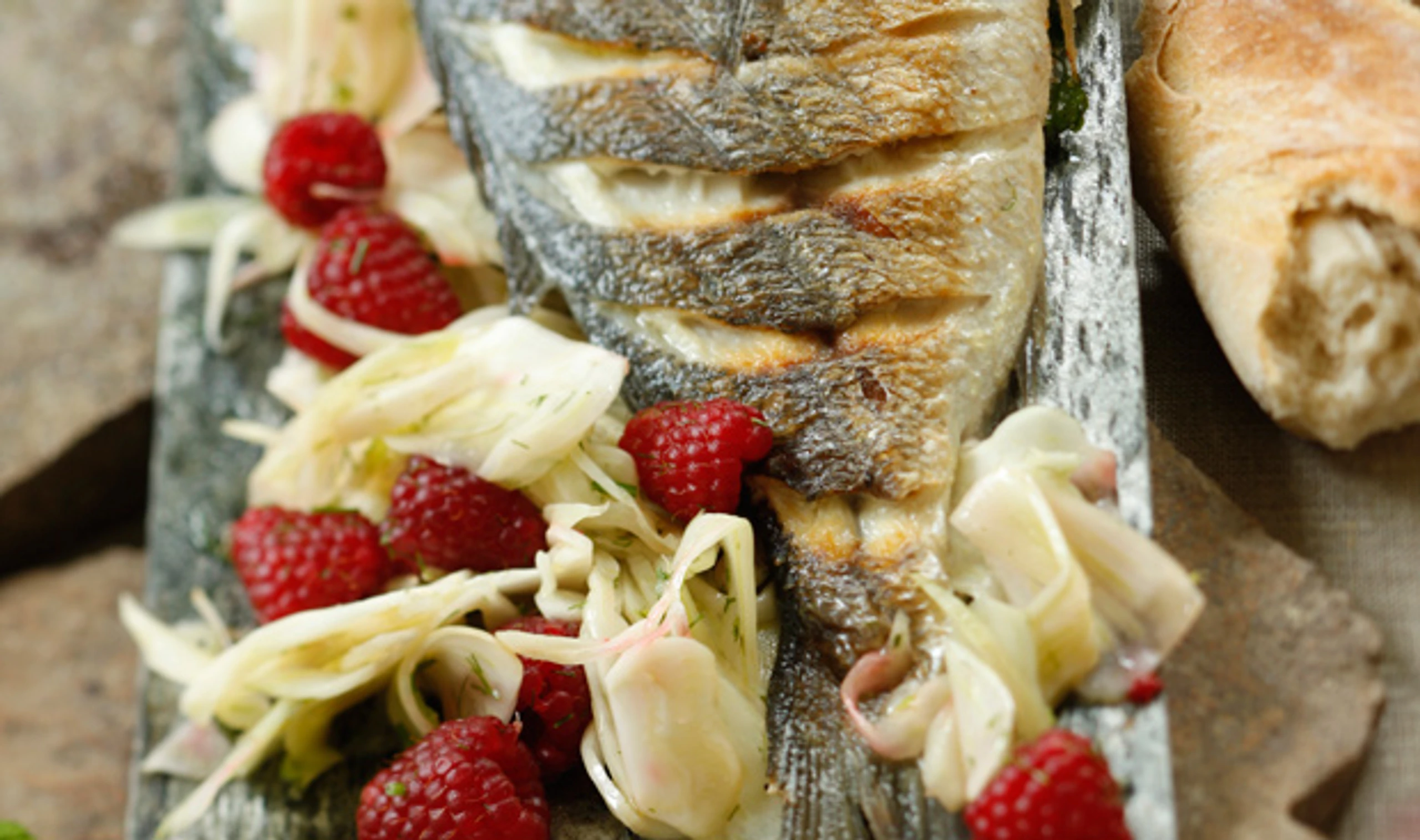 Goldbrasse mit Himbeer-Fenchelsalat