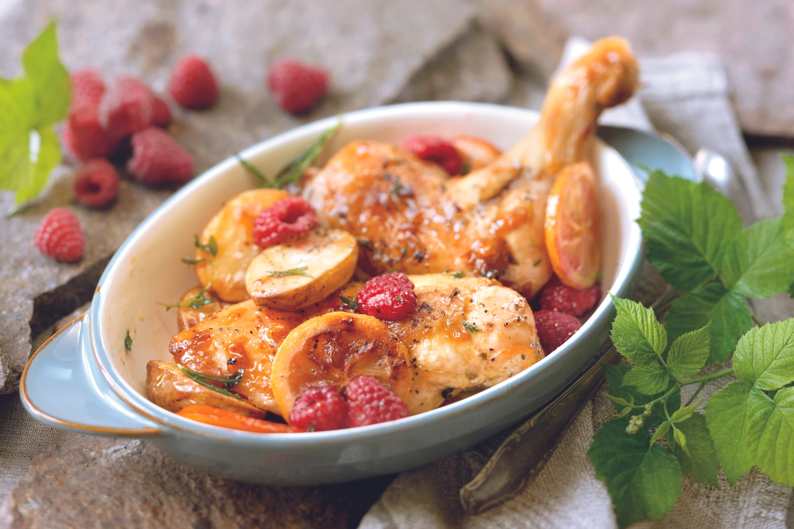 Kräuter-Huhn mit Himbeeren