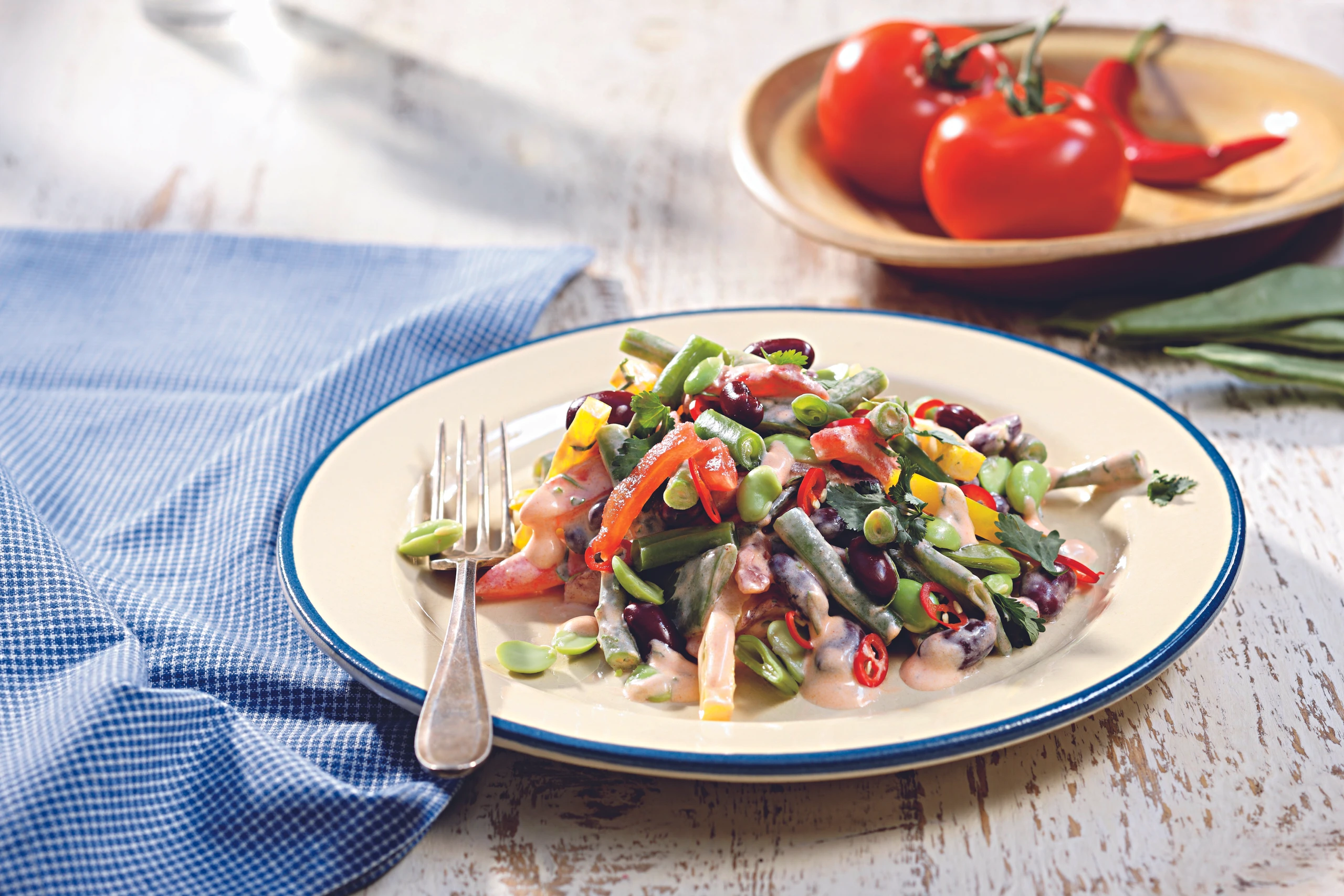 Allerlei Bohnensalat mit Rahmdressing