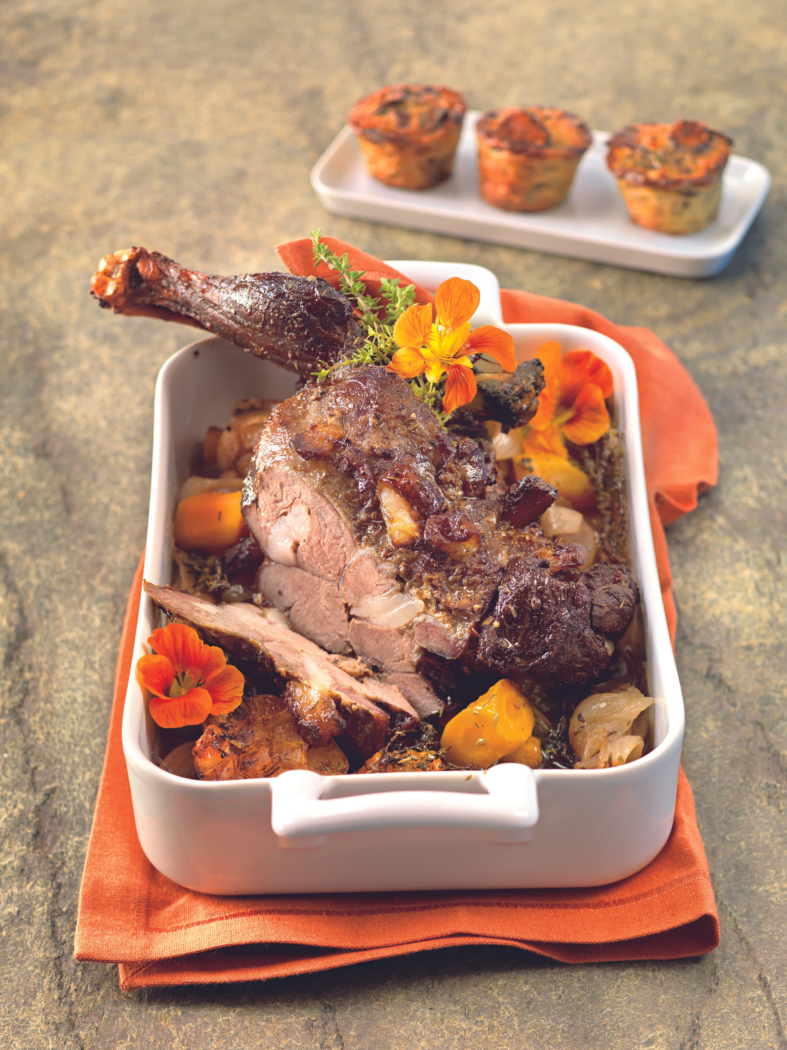 Rehschulter mit Pilz-Muffins